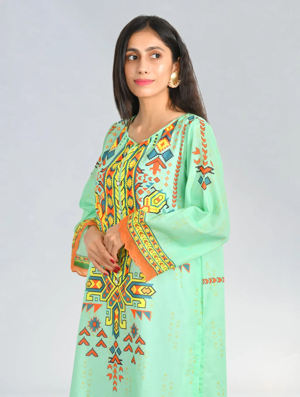 1 Pcs Stitched Printed Lawn Shirt DRL-580