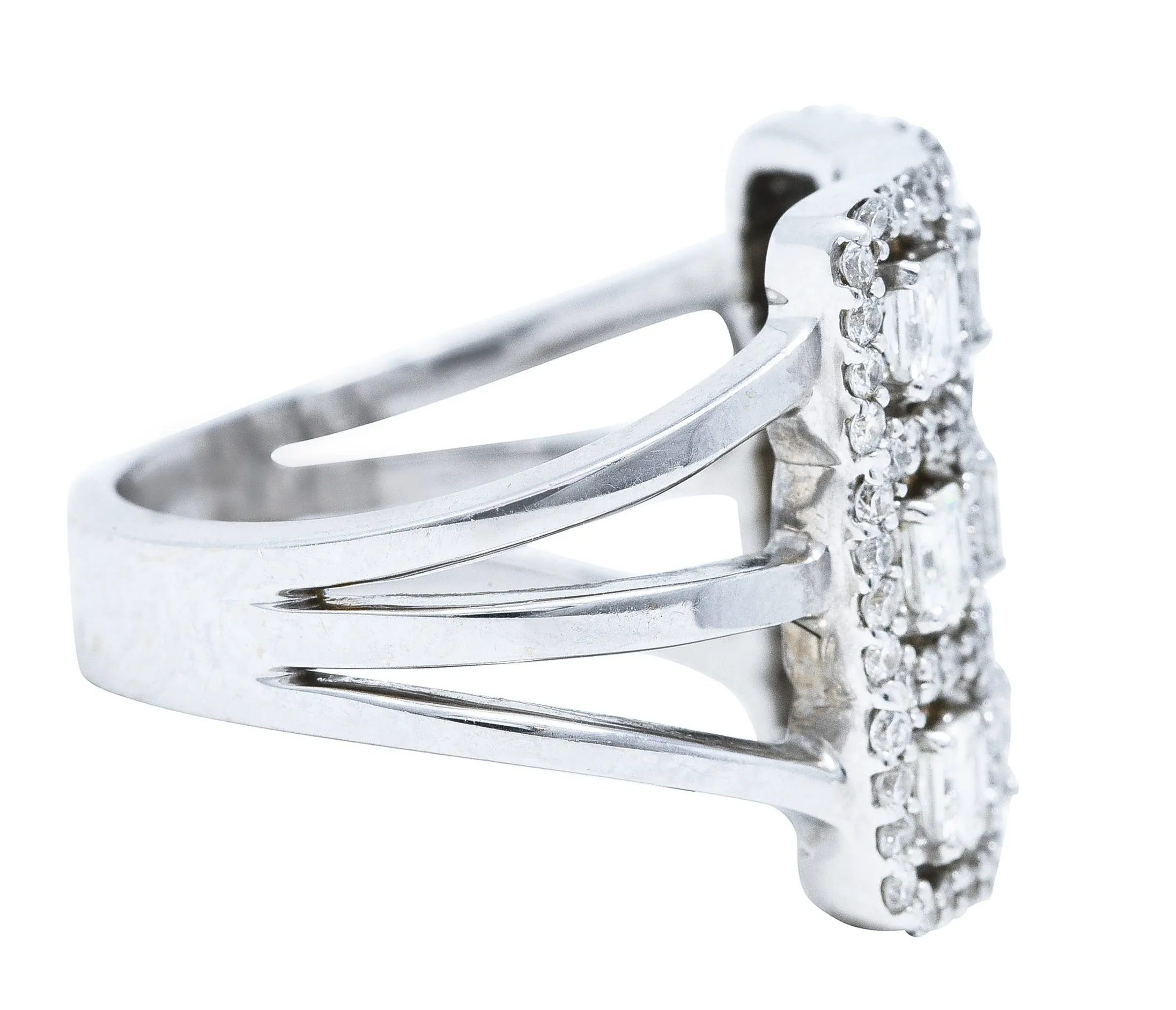 1.58 CTW Diamond 18 Karat White Gold Gridlock Statement Ring