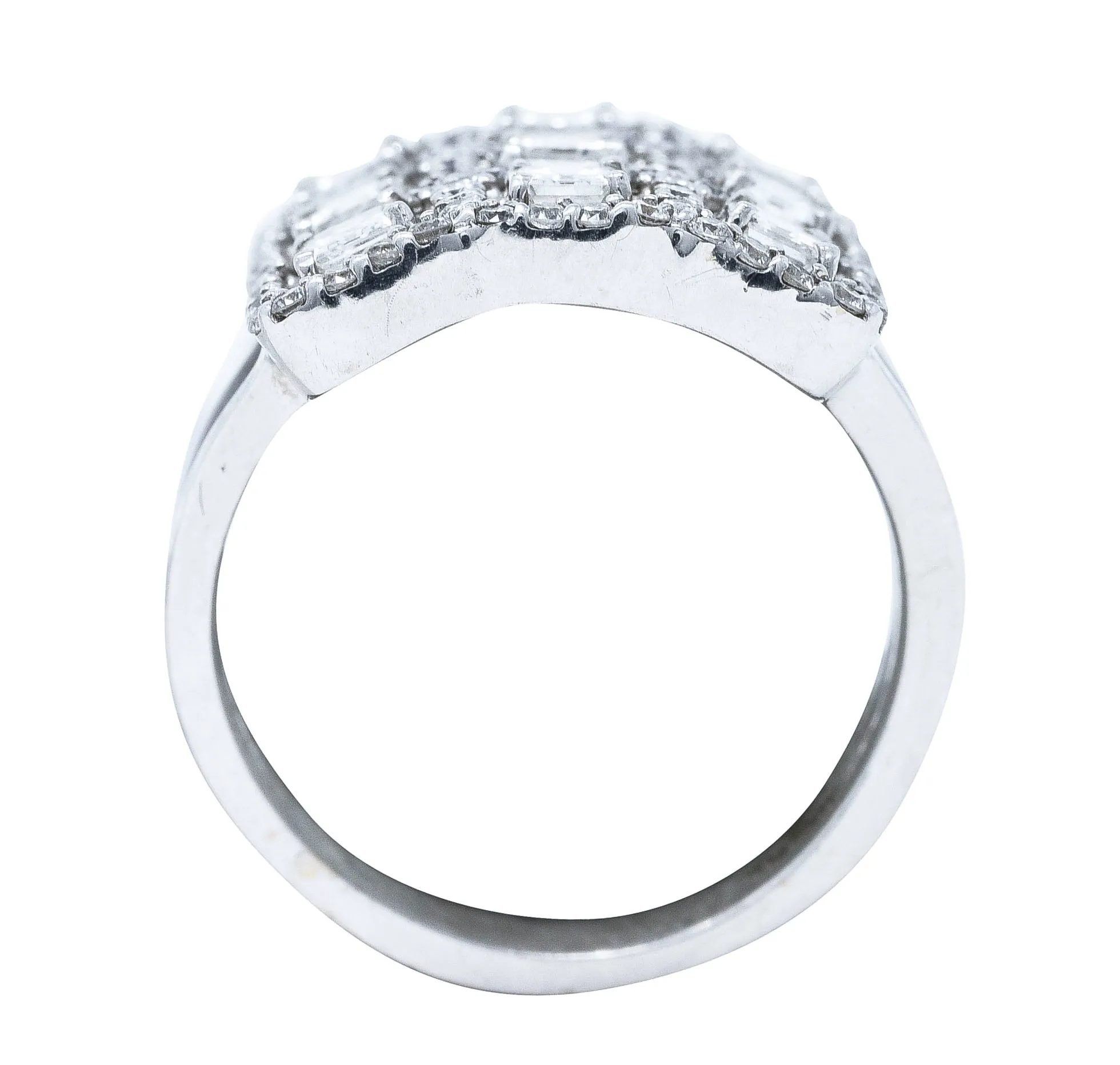 1.58 CTW Diamond 18 Karat White Gold Gridlock Statement Ring