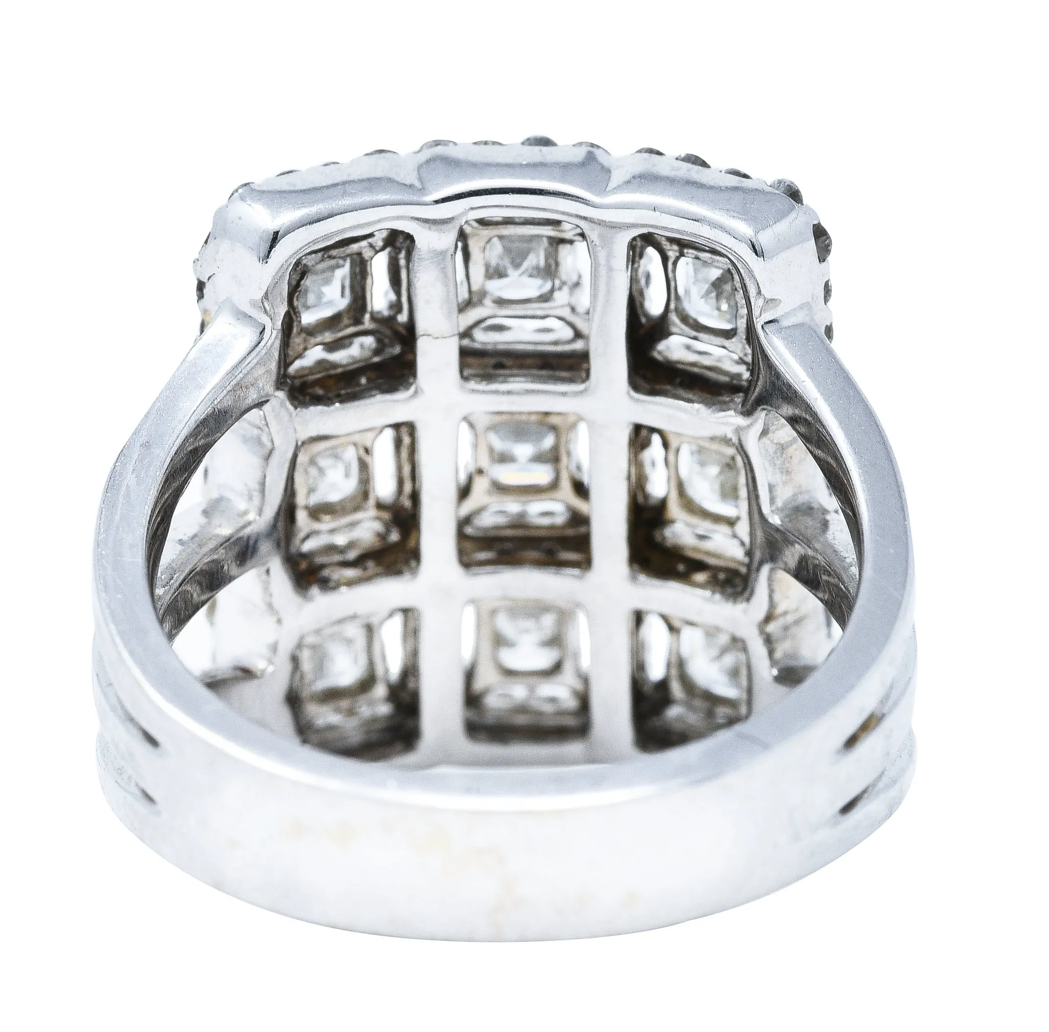 1.58 CTW Diamond 18 Karat White Gold Gridlock Statement Ring