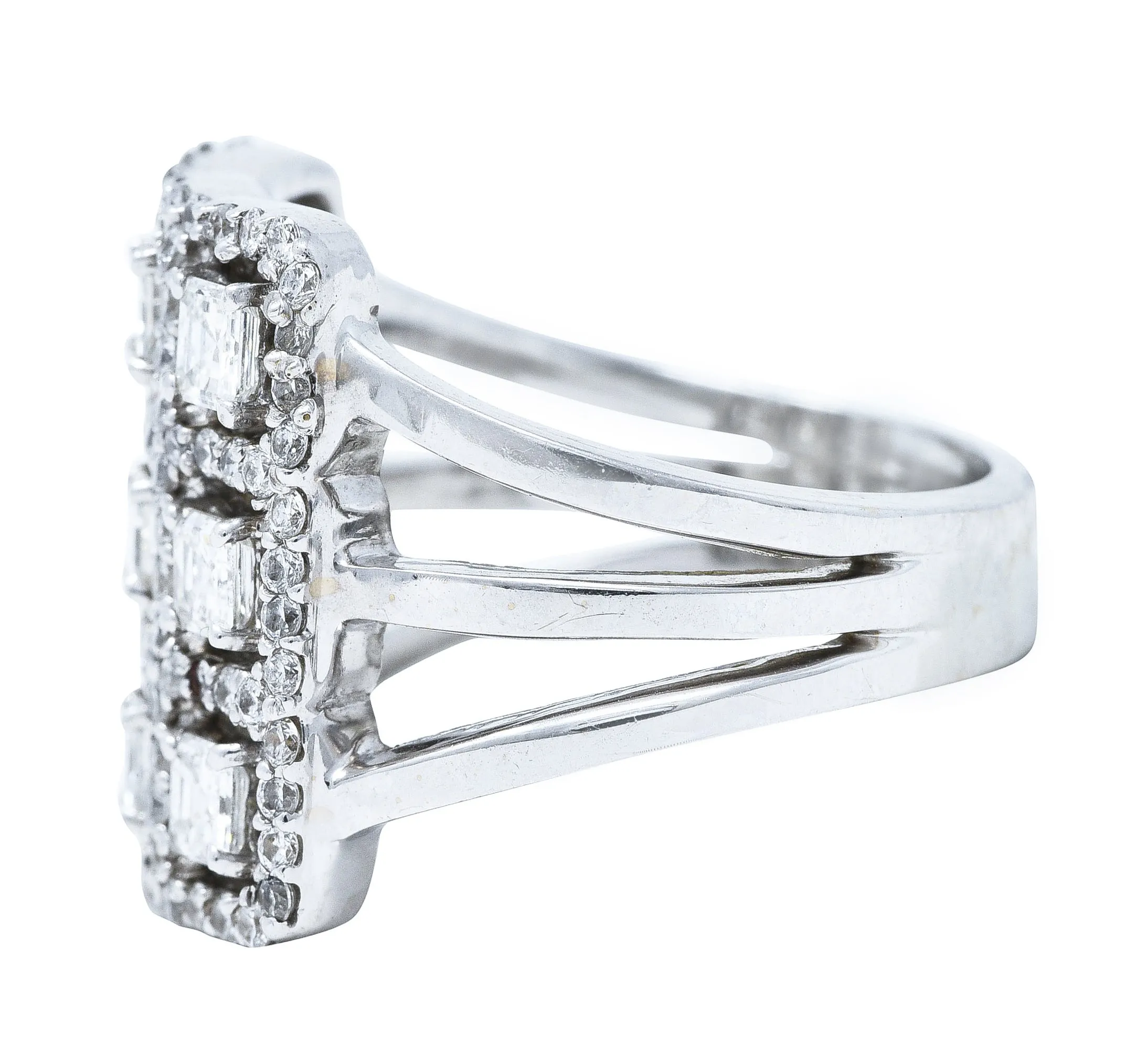 1.58 CTW Diamond 18 Karat White Gold Gridlock Statement Ring