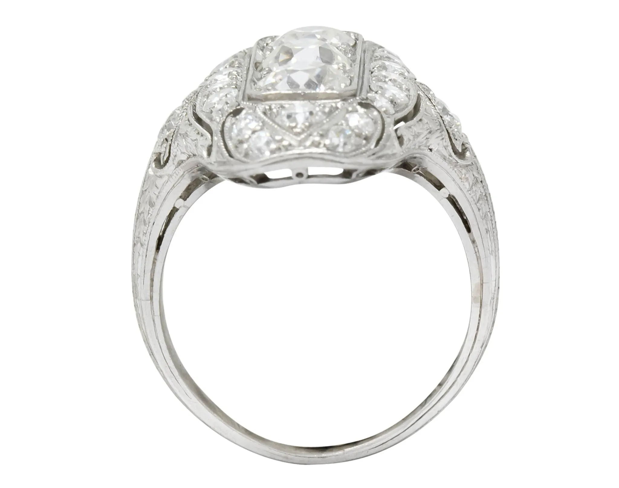 1915 Edwardian 2.40 CTW Old European Diamond Platinum Dinner Ring