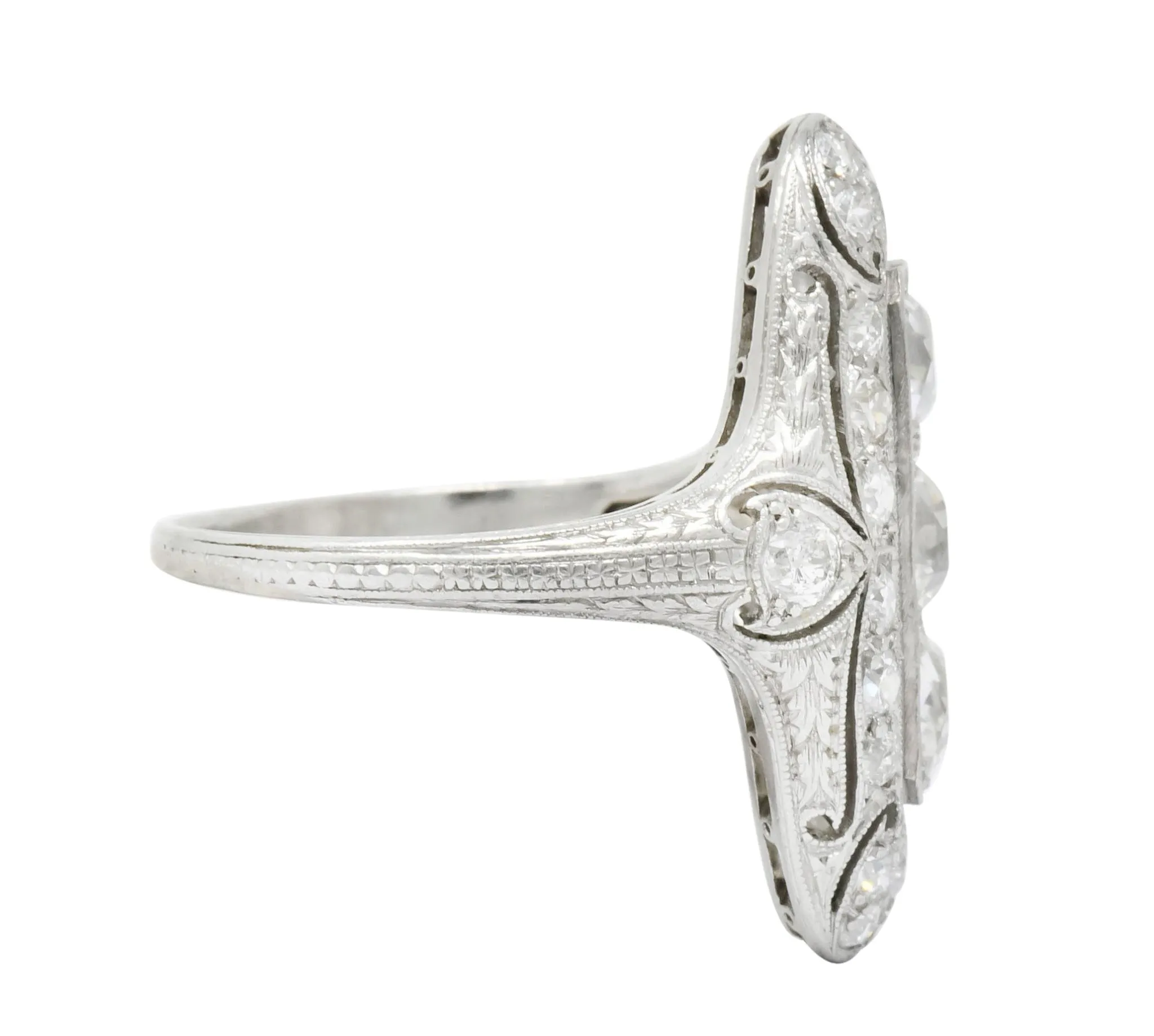 1915 Edwardian 2.40 CTW Old European Diamond Platinum Dinner Ring