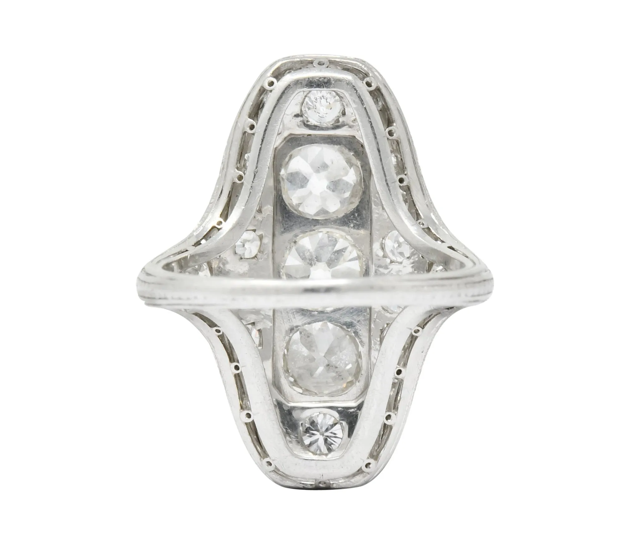 1915 Edwardian 2.40 CTW Old European Diamond Platinum Dinner Ring