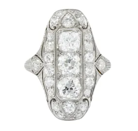 1915 Edwardian 2.40 CTW Old European Diamond Platinum Dinner Ring