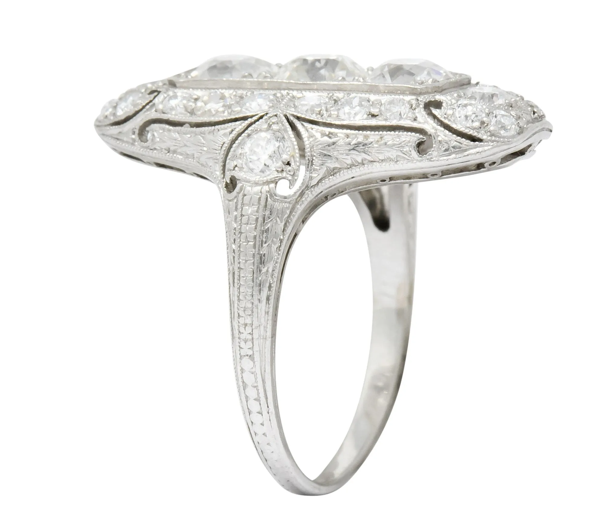 1915 Edwardian 2.40 CTW Old European Diamond Platinum Dinner Ring