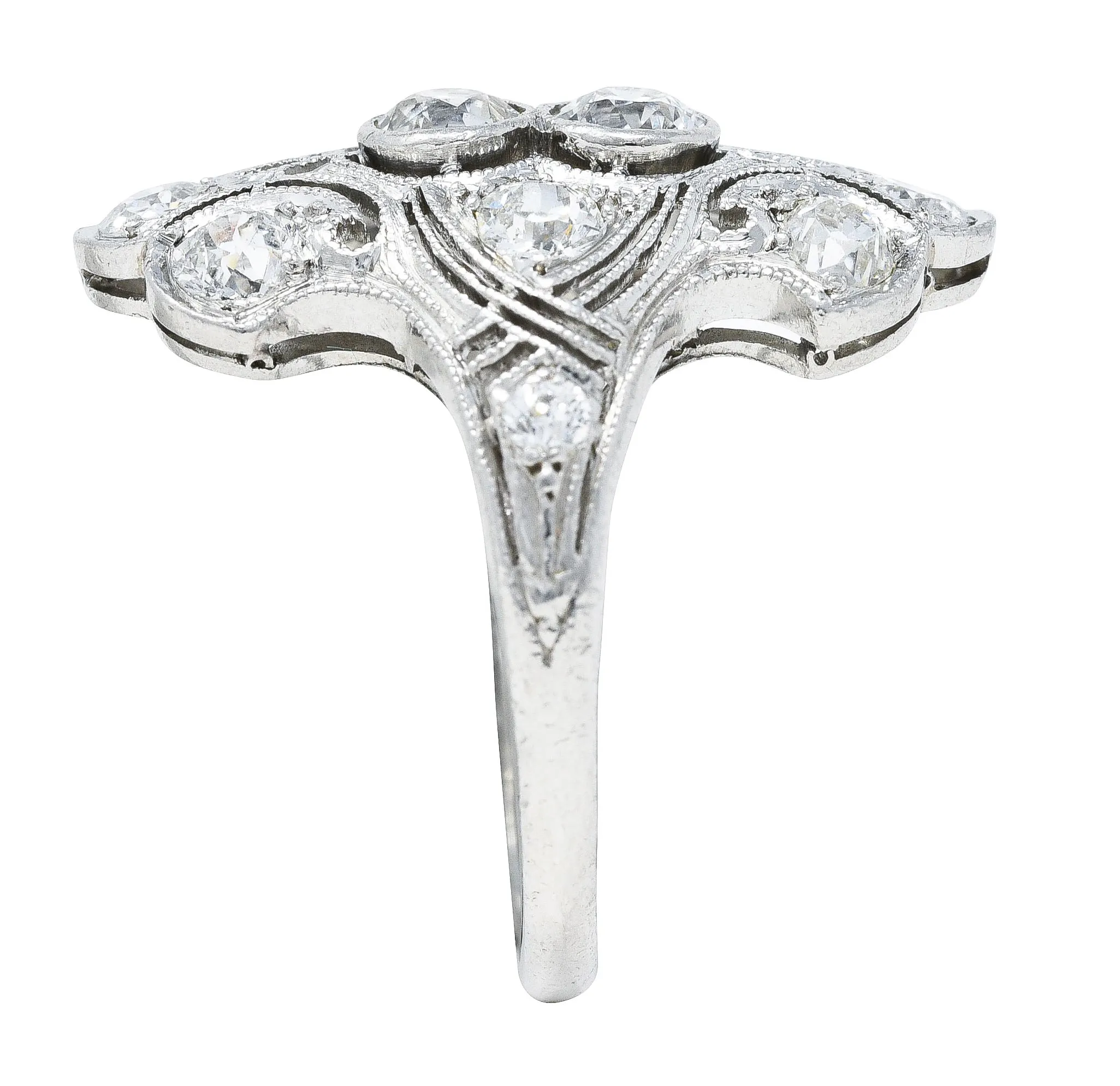 1920's Art Deco 1.50 CTW Diamond Platinum Dinner Ring