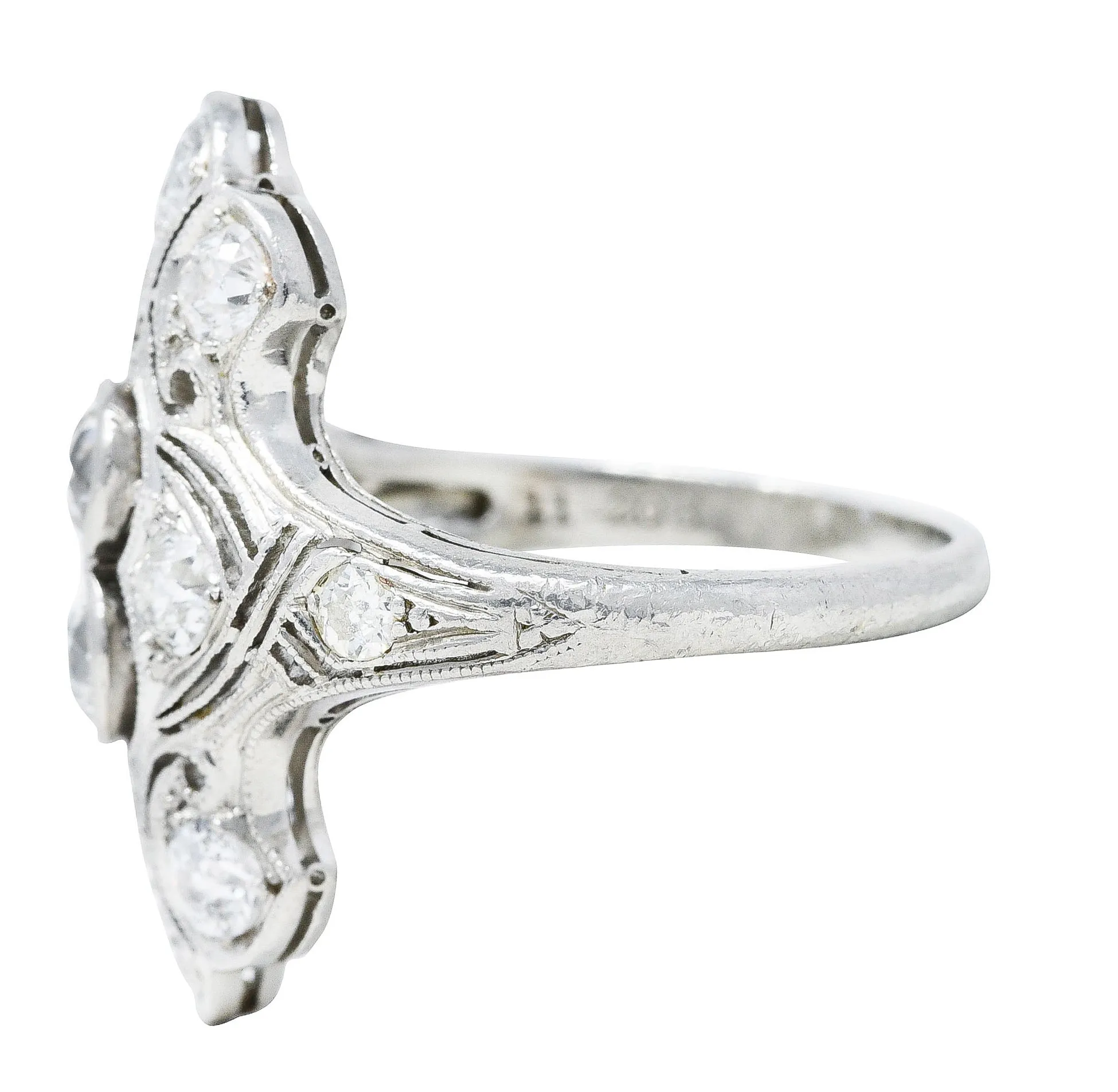 1920's Art Deco 1.50 CTW Diamond Platinum Dinner Ring