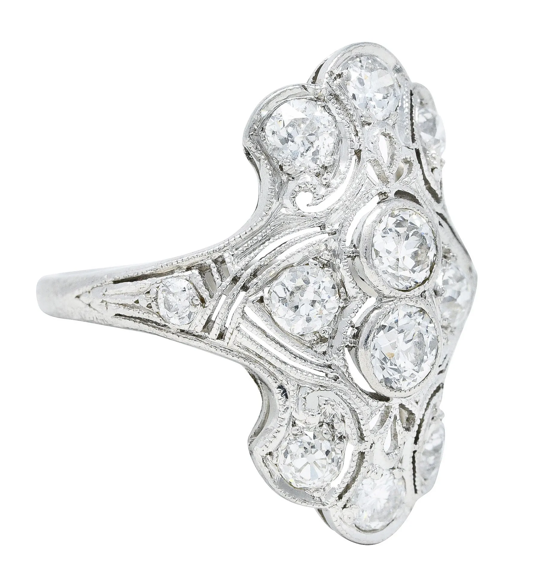 1920's Art Deco 1.50 CTW Diamond Platinum Dinner Ring