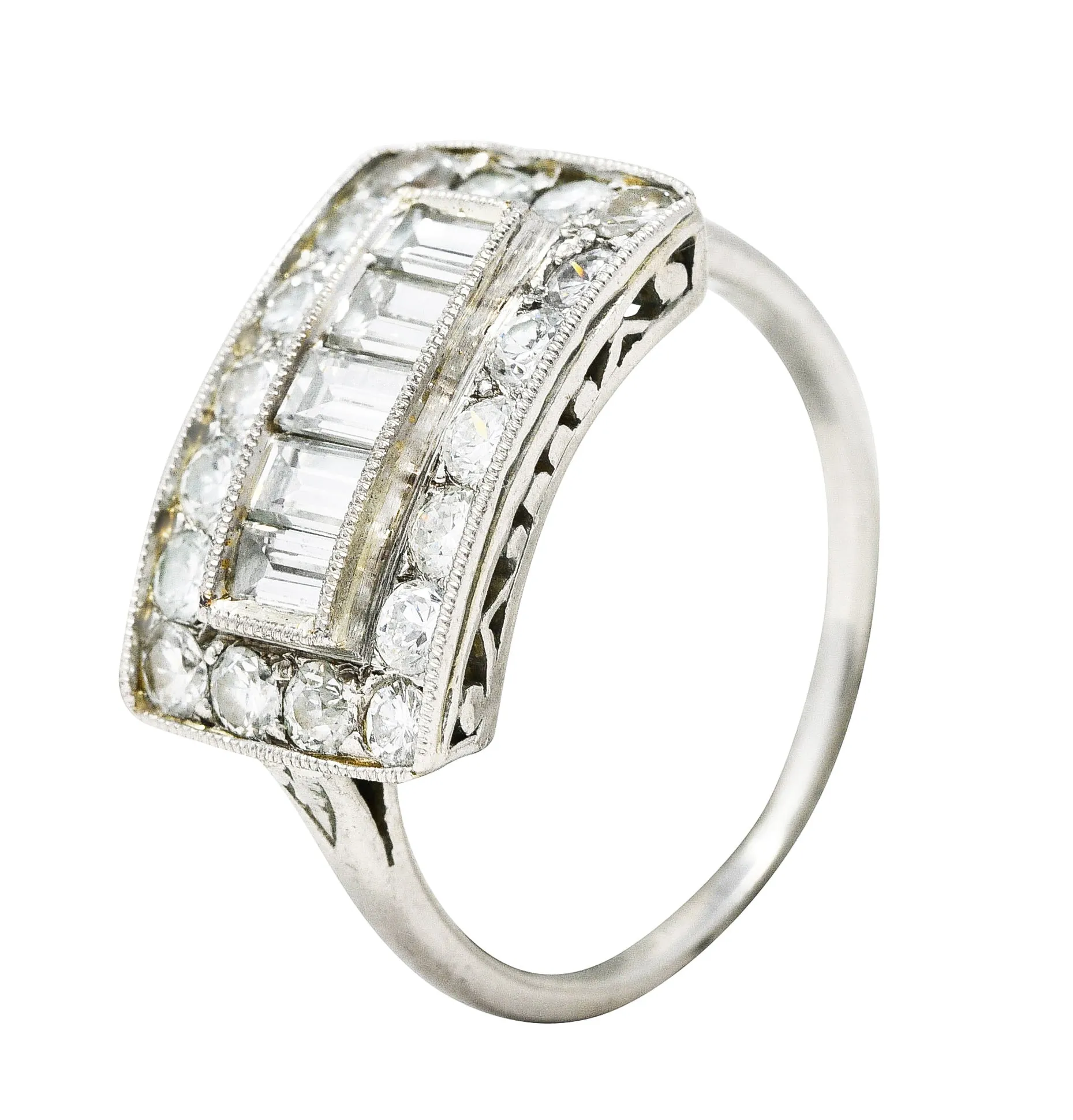 1930's Art Deco 1.25 CTW Diamond Platinum Dinner Ring