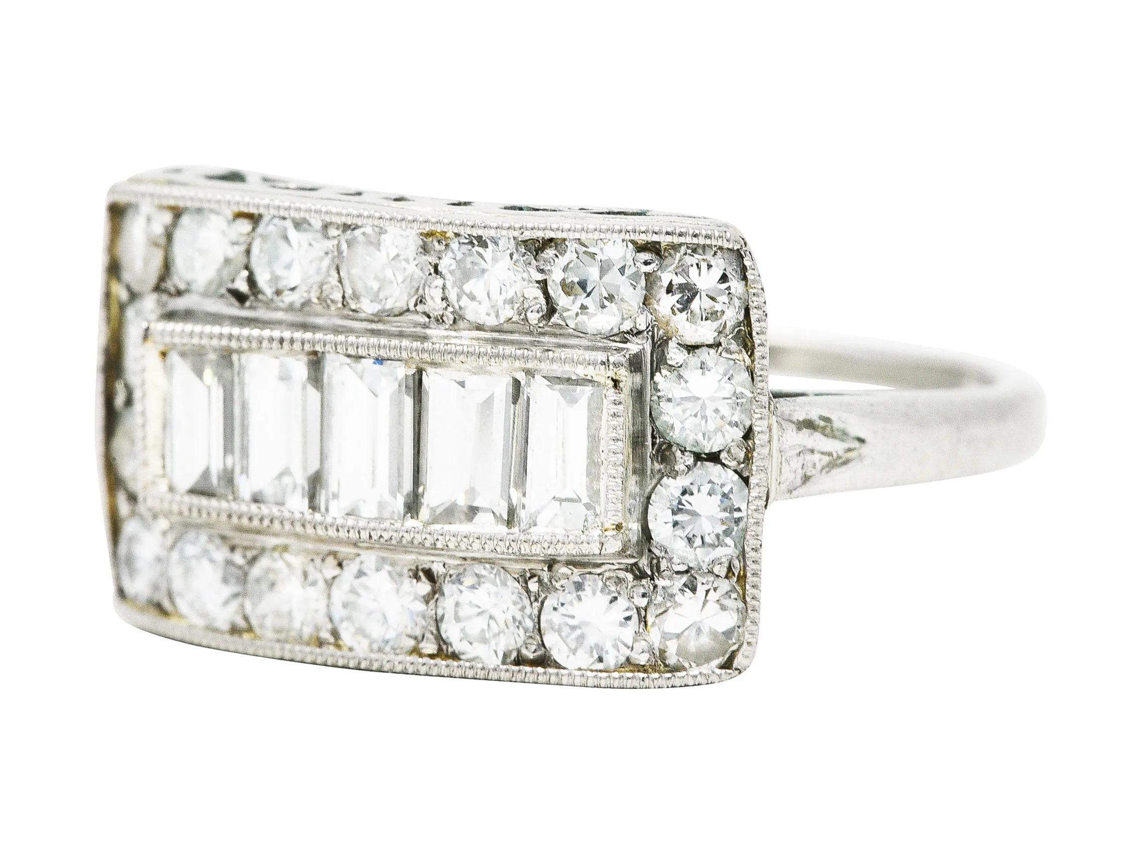 1930's Art Deco 1.25 CTW Diamond Platinum Dinner Ring