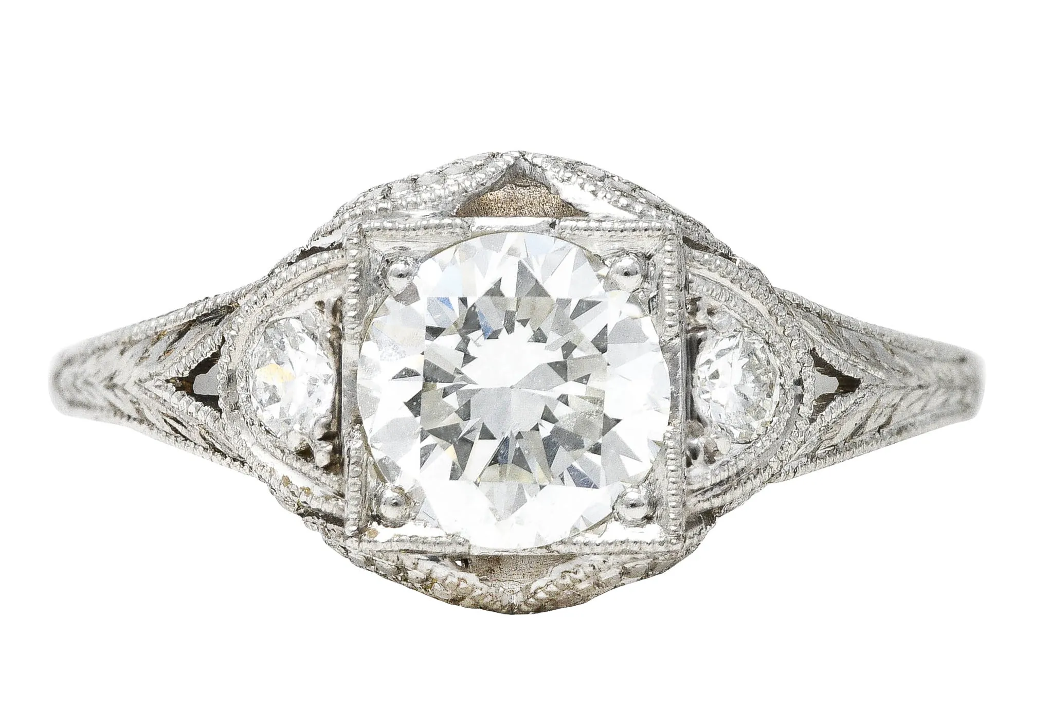 1950's Mid-Century 0.86 CTW Diamond Platinum Engagement Ring