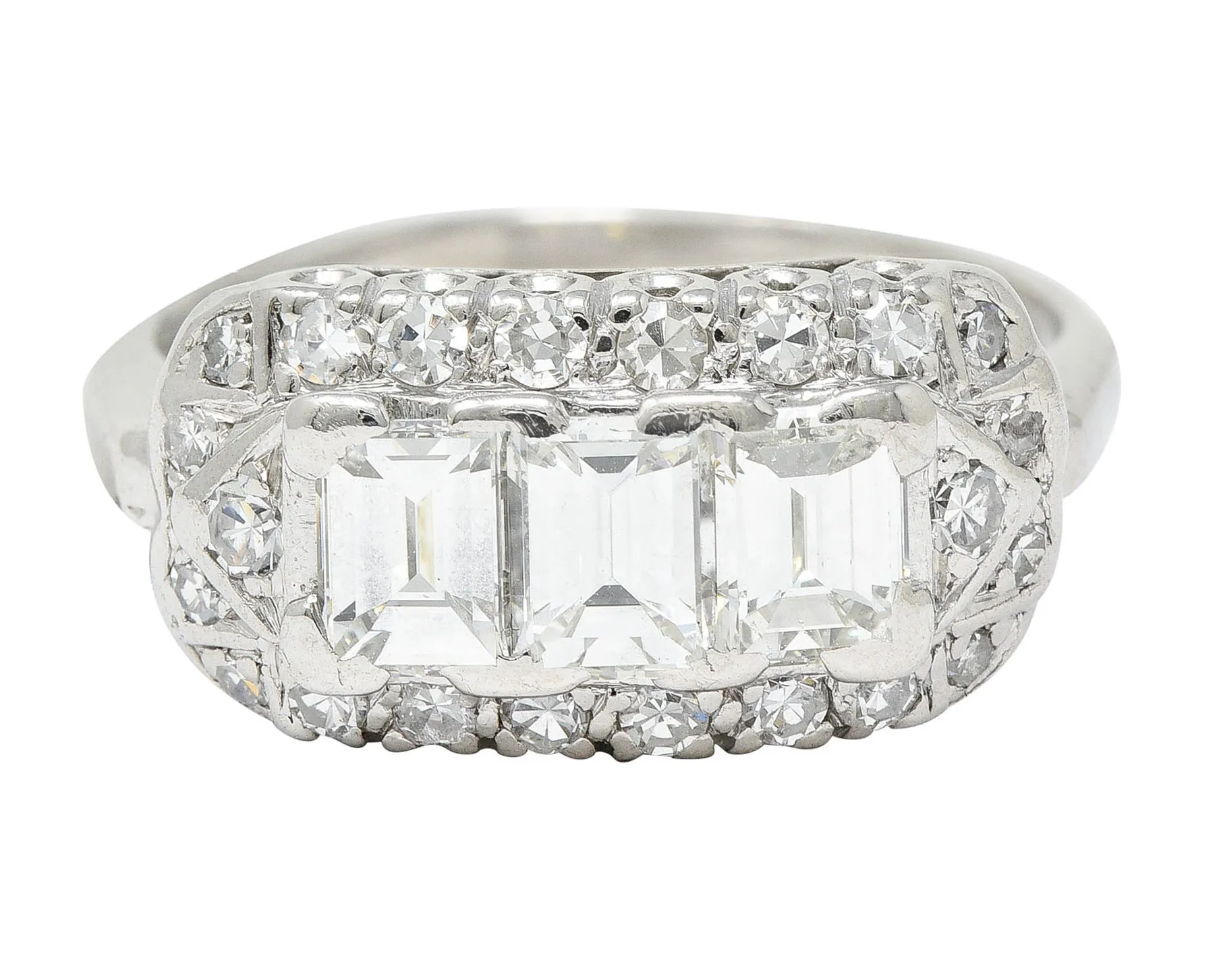 1950's Mid-Century 2.00 CTW Diamond Platinum Dinner Ring