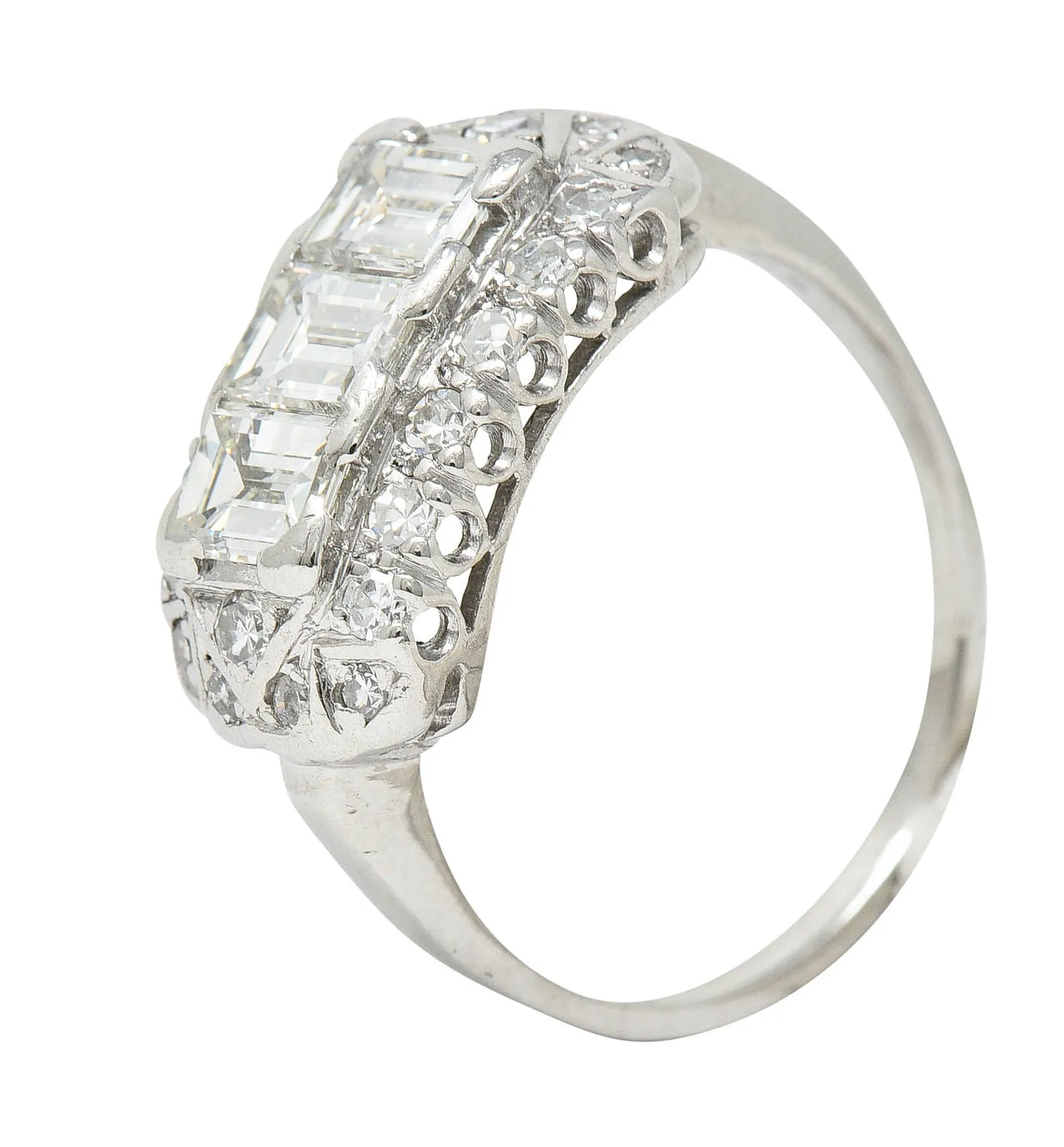 1950's Mid-Century 2.00 CTW Diamond Platinum Dinner Ring