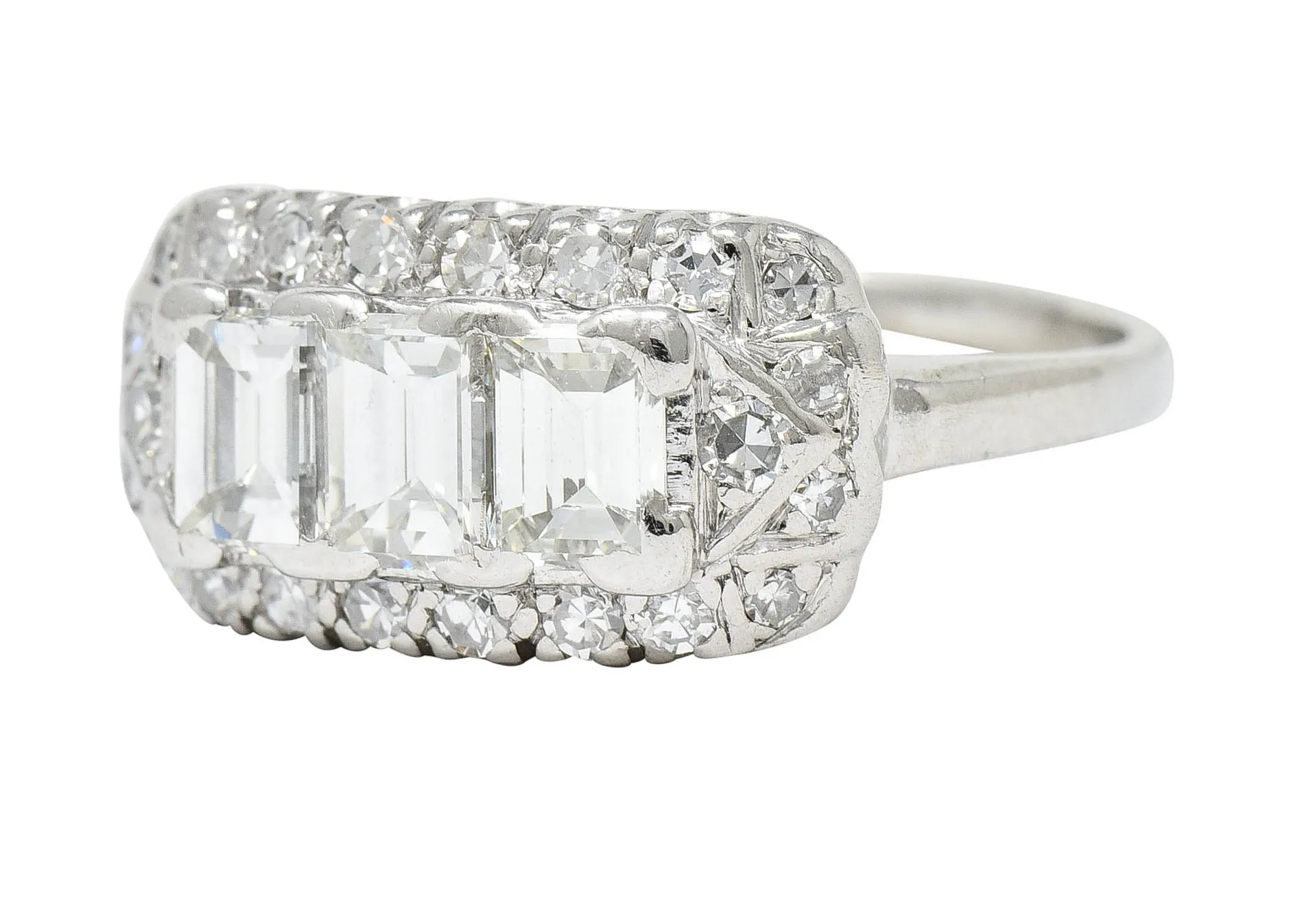 1950's Mid-Century 2.00 CTW Diamond Platinum Dinner Ring