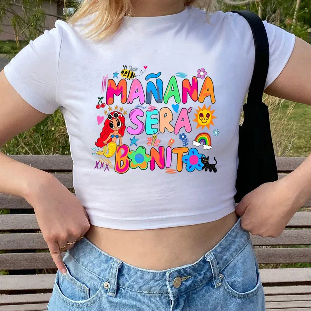 2024 Cute Mermaid Graphic Y2K Crop Top