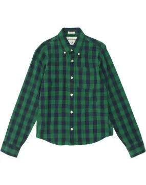 ABERCROMBIE & FITCH Boys Muscle Shirt 8-9 Years Medium Green Gingham