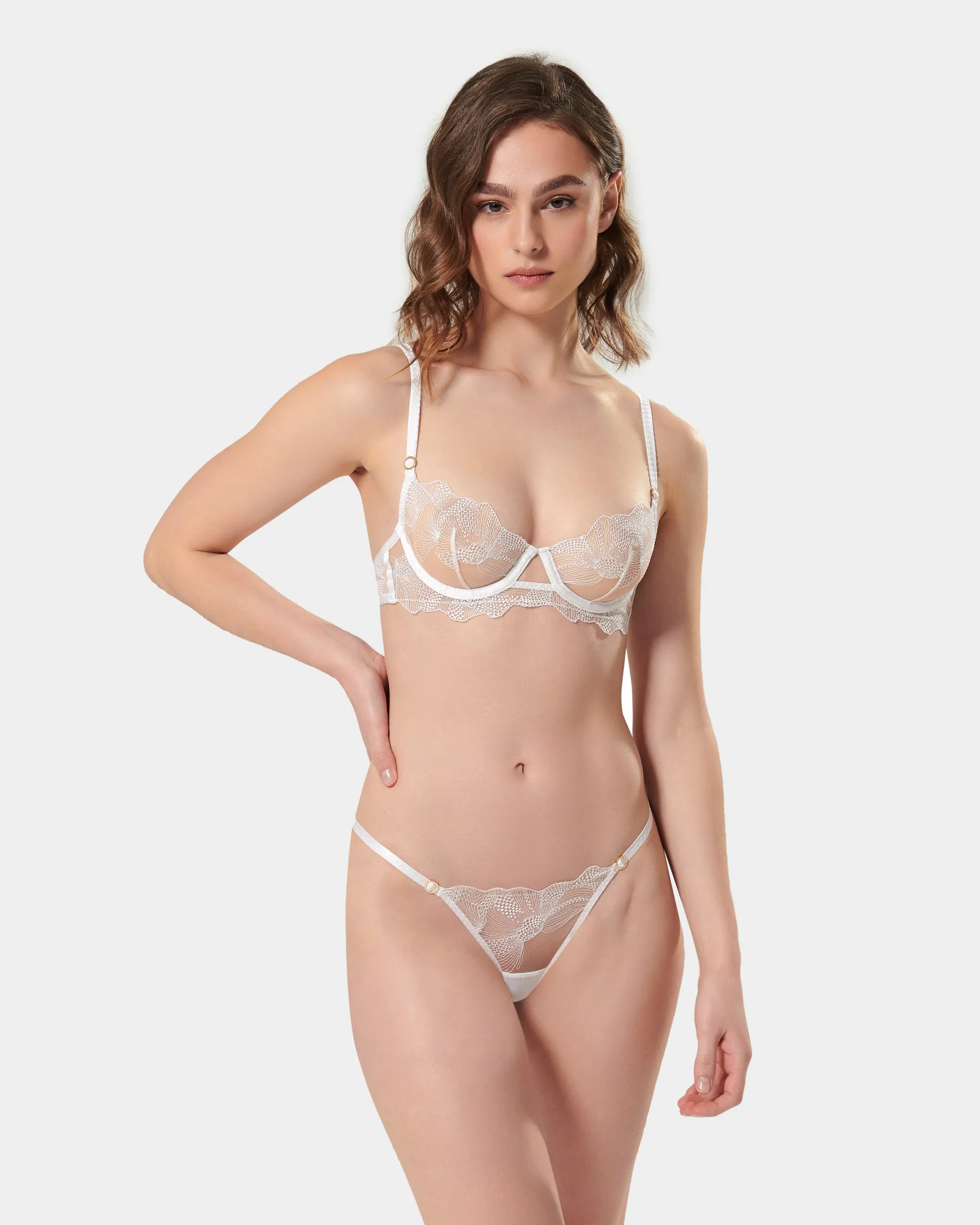 Adeline Wired Bra White/Sheer