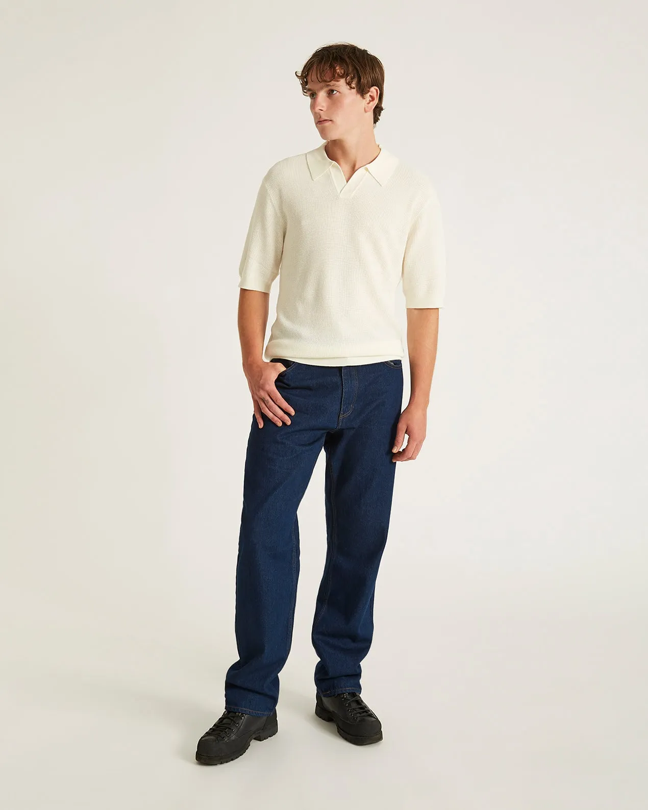 Alex Merino Wool Open Placket Polo