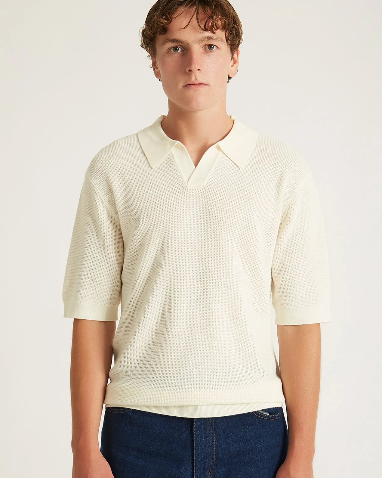 Alex Merino Wool Open Placket Polo