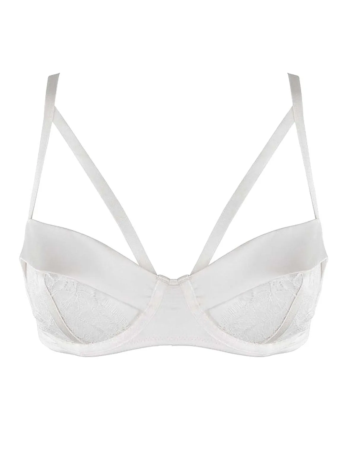 Alexa Ivory Open Cup Satin Bra