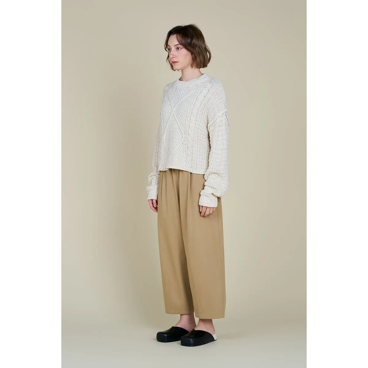 Annabel Grade and Gather Cable Front Crop Sweater