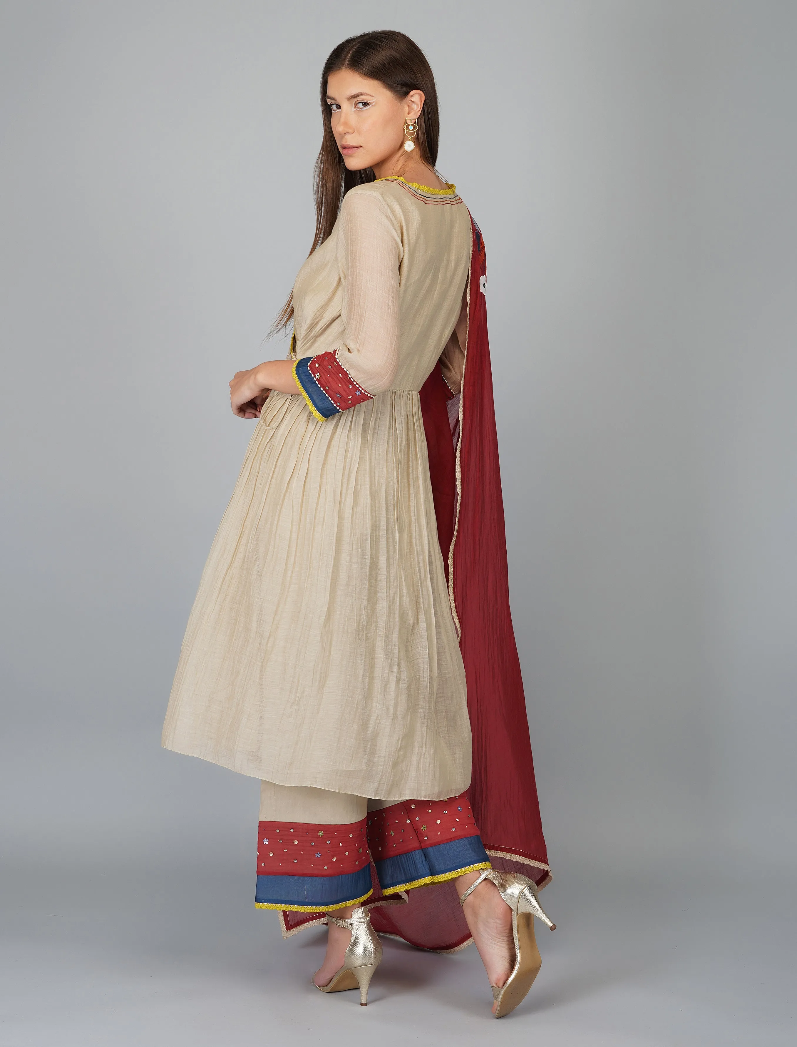 APPLIQUE DUPATTA KORA ANGRAKHA SET