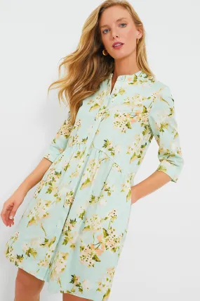 Aqua Watercolor Royal Shirt Dress