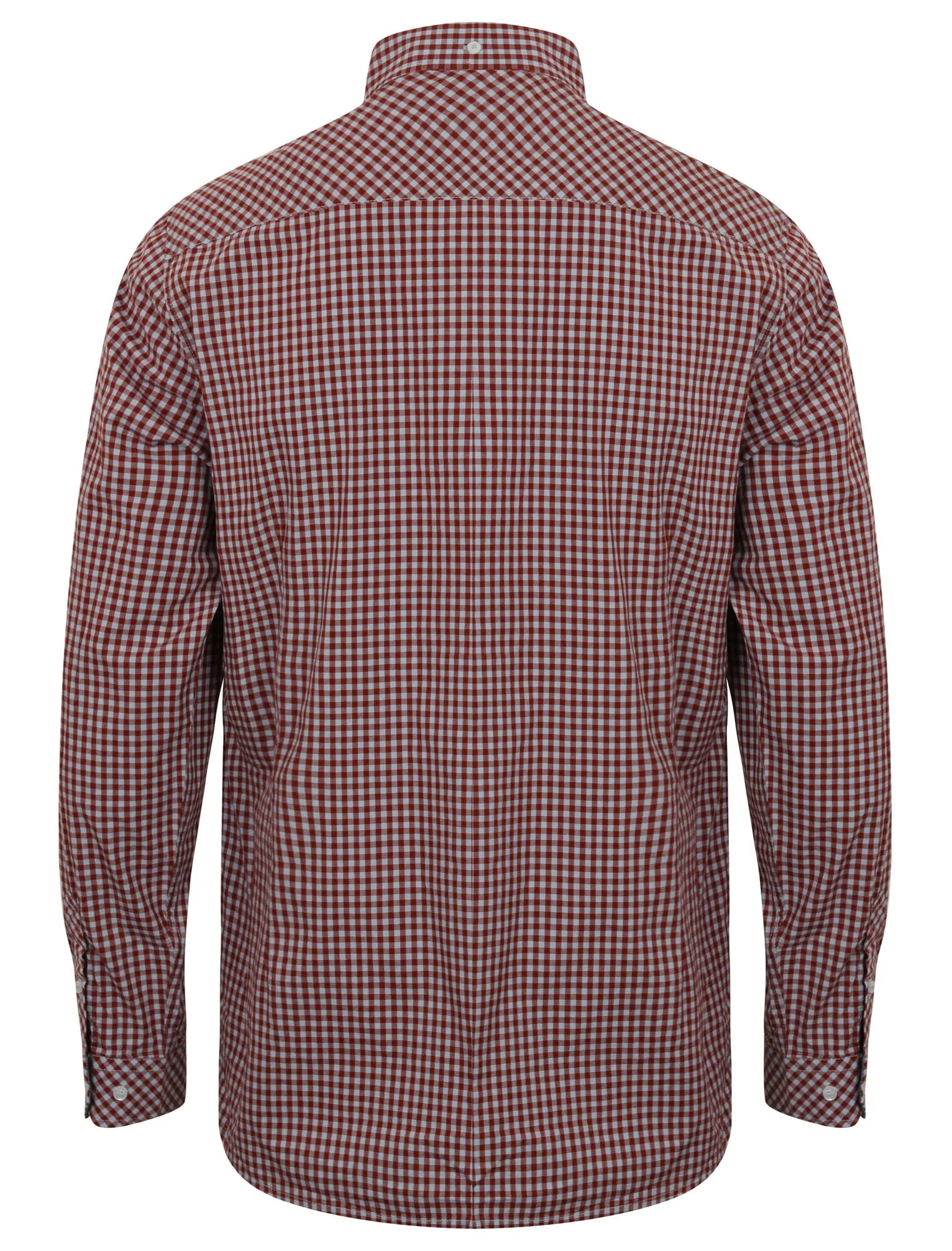 Ashington Gingham Long Sleeve Cotton Shirt in Maroon - Le Shark