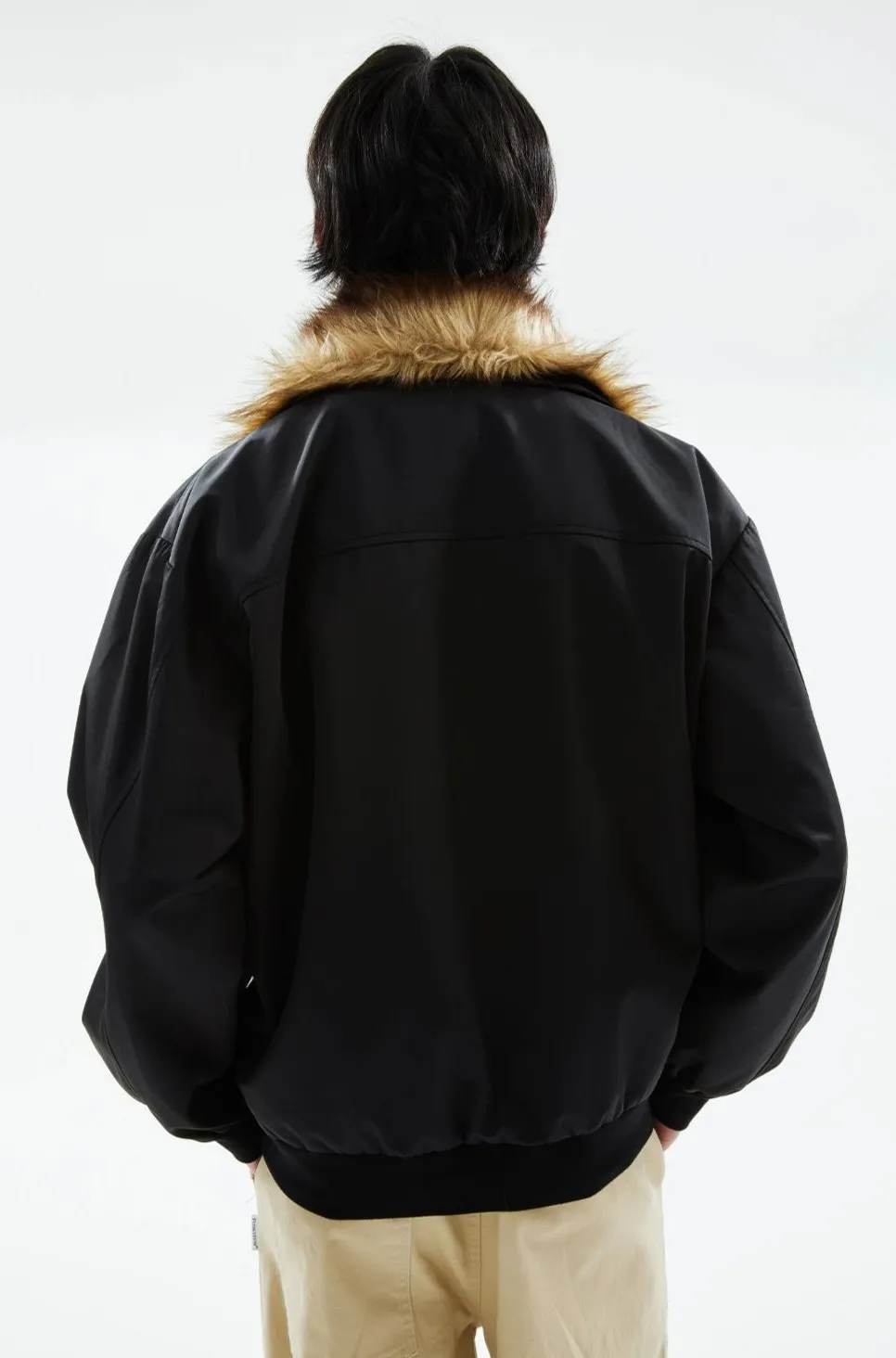 Asymmetric Zip Jacket with Detachable Faux Fur Collar