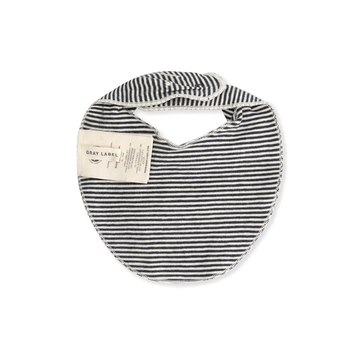 Baby Bib in Nearly Black / Cream Stripe by Gray Label