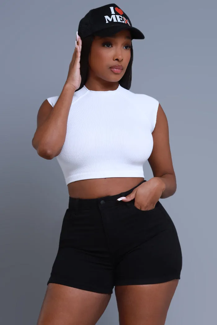 Be For Real Ribbed Crop Top - White