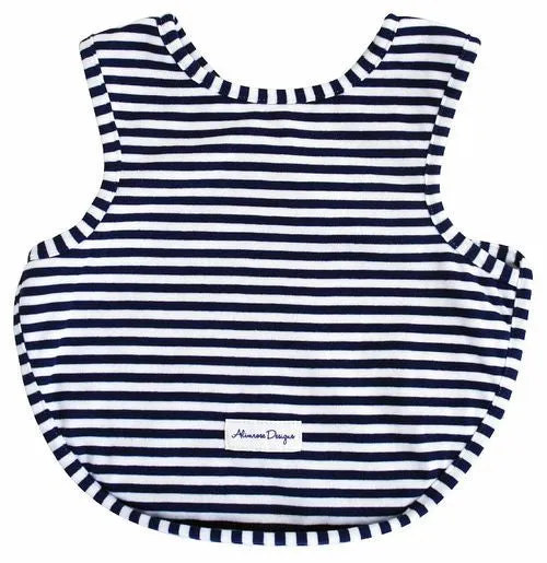 Bib - Arm holes back fastening - Navy& White Stripe