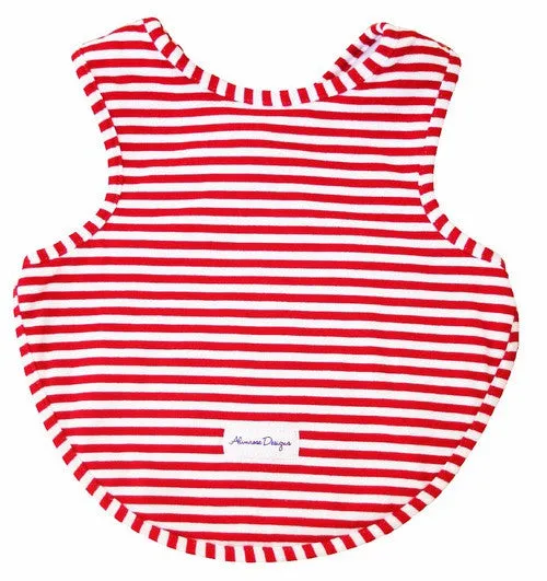 Bib - Arm holes back fastening - Red& White Stripe