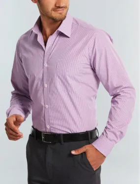 Big Mens Gingham Lilac Long Sleeve Shirt 1637L