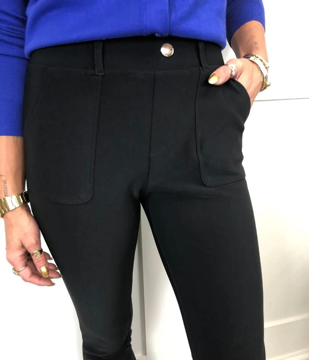 Black Ponte Stretch Trousers 8 10