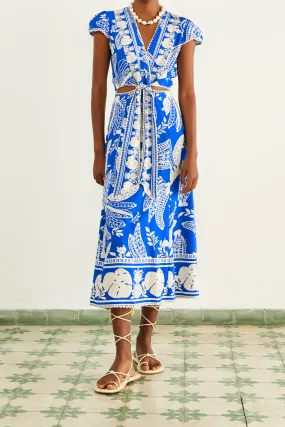 Blue Lace Banana Midi Dress