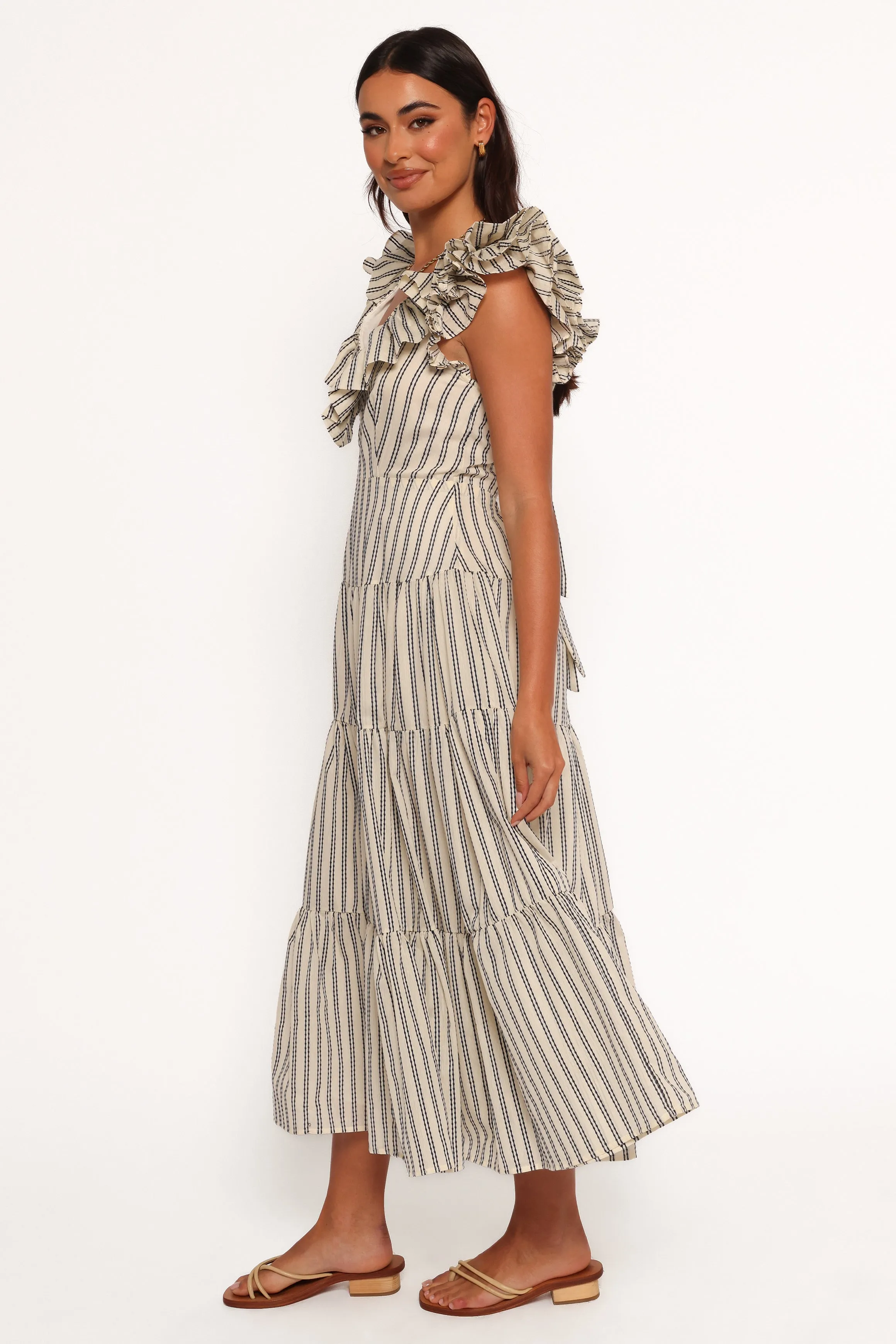 Bobbie Midi Dress - Neutral Stripe