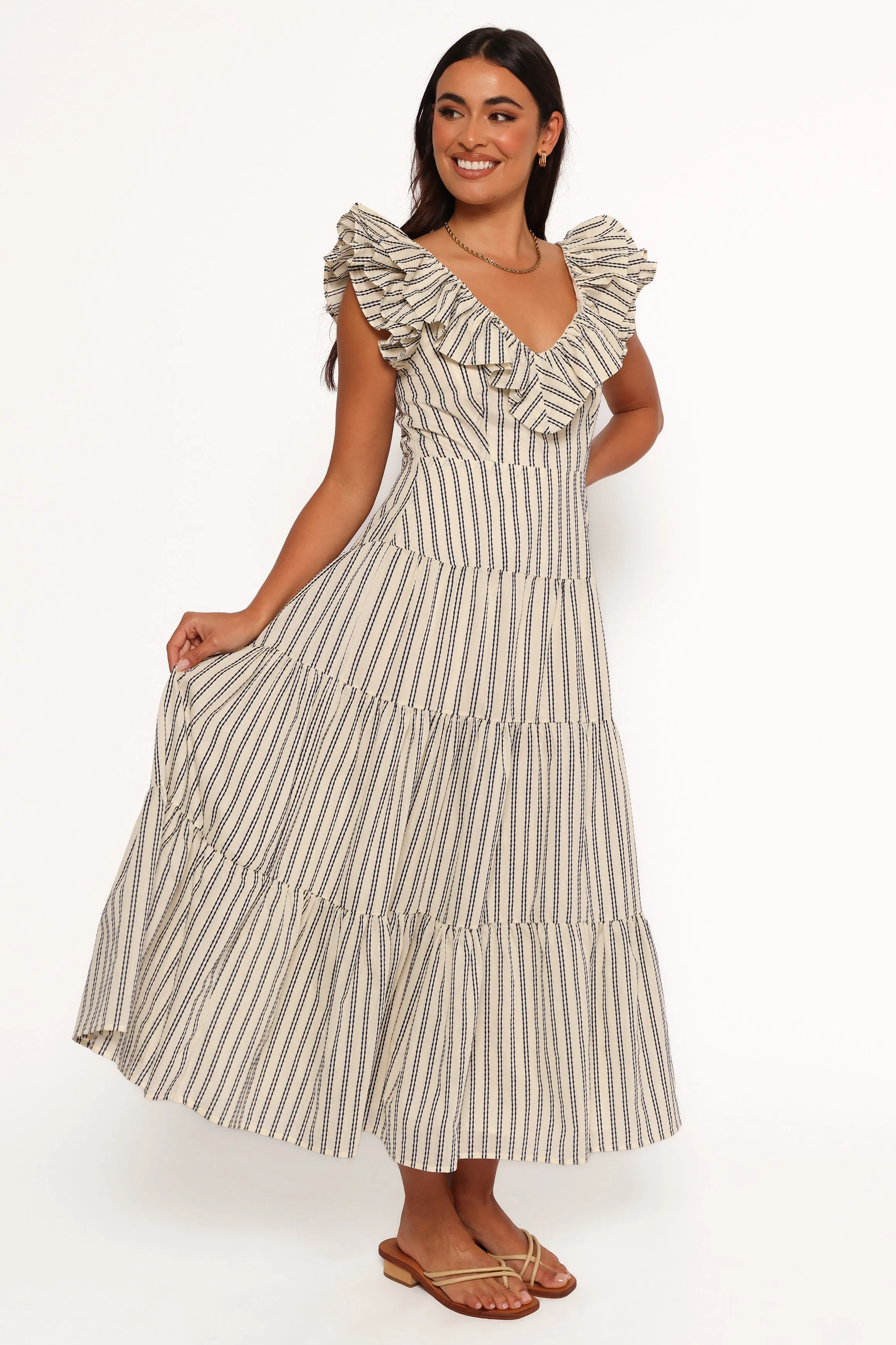 Bobbie Midi Dress - Neutral Stripe