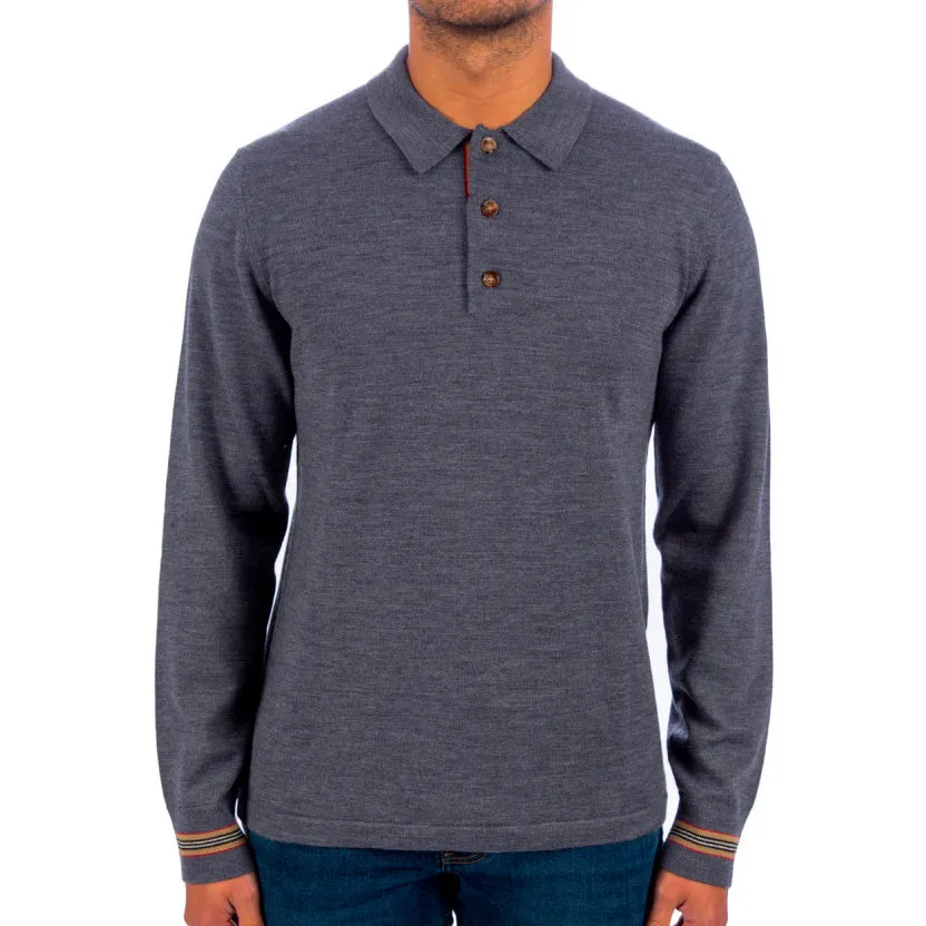 Burberry Merino Wool Long Sleeve Polo