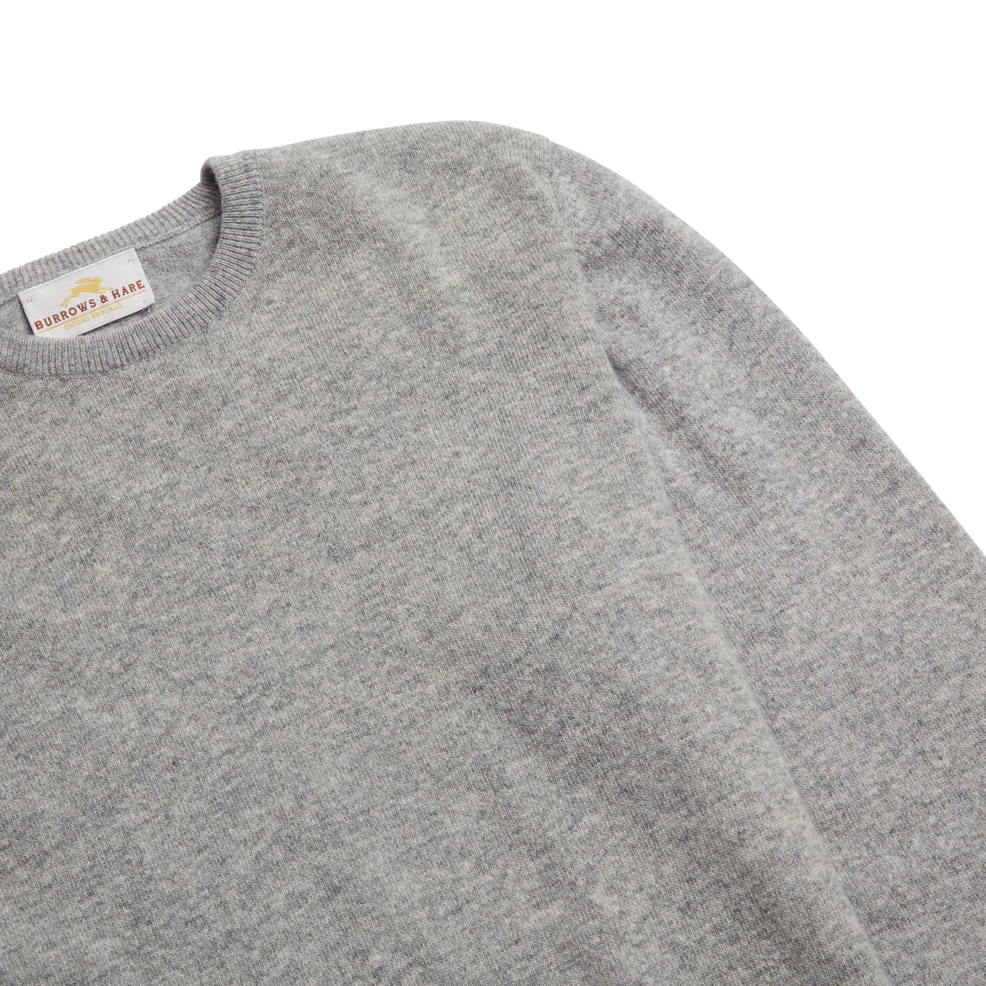 Burrows & Hare Scottish Lambs Wool Crew Neck Jumper - Silver