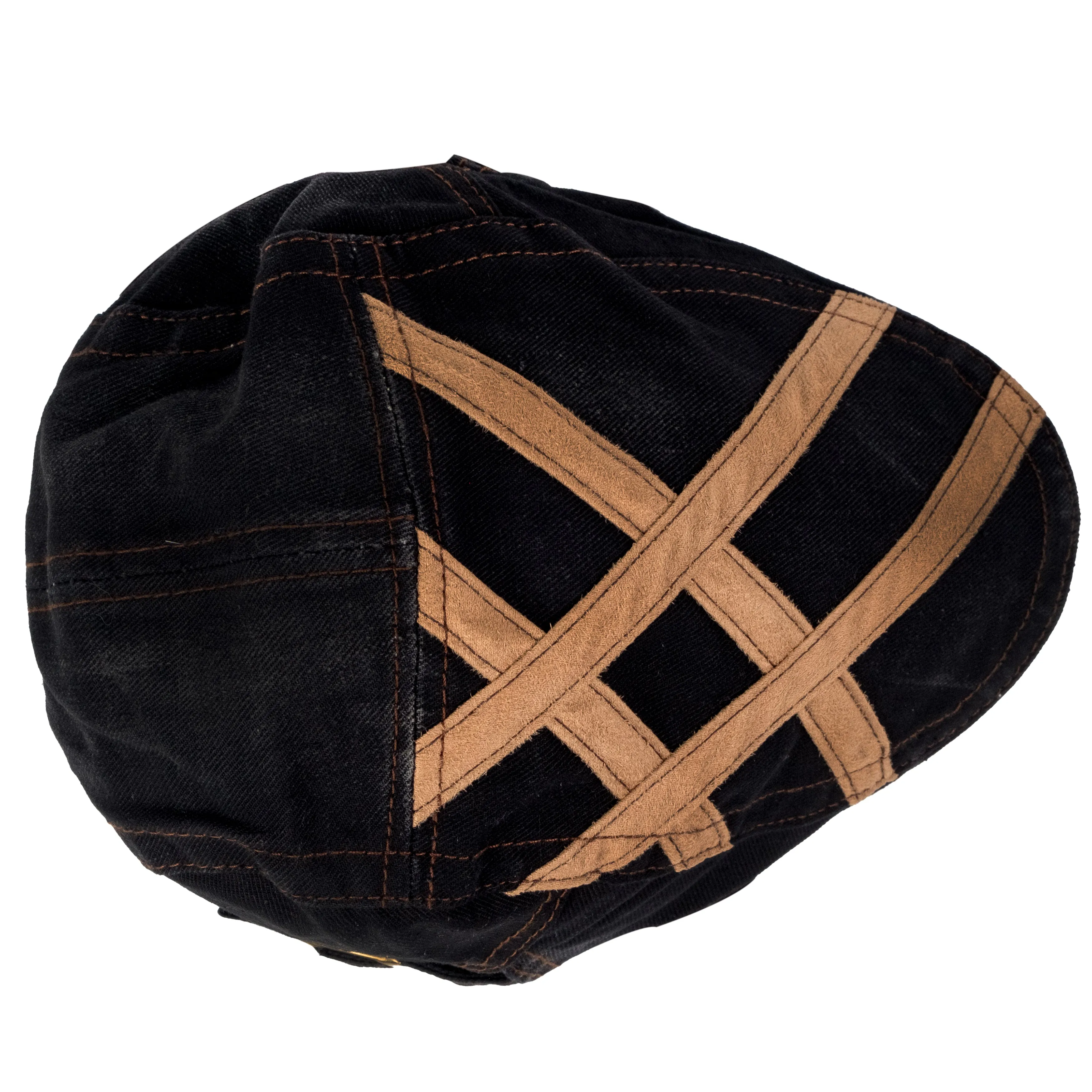 Chokore Denim Ivy Cap with Suede Detail (Black)