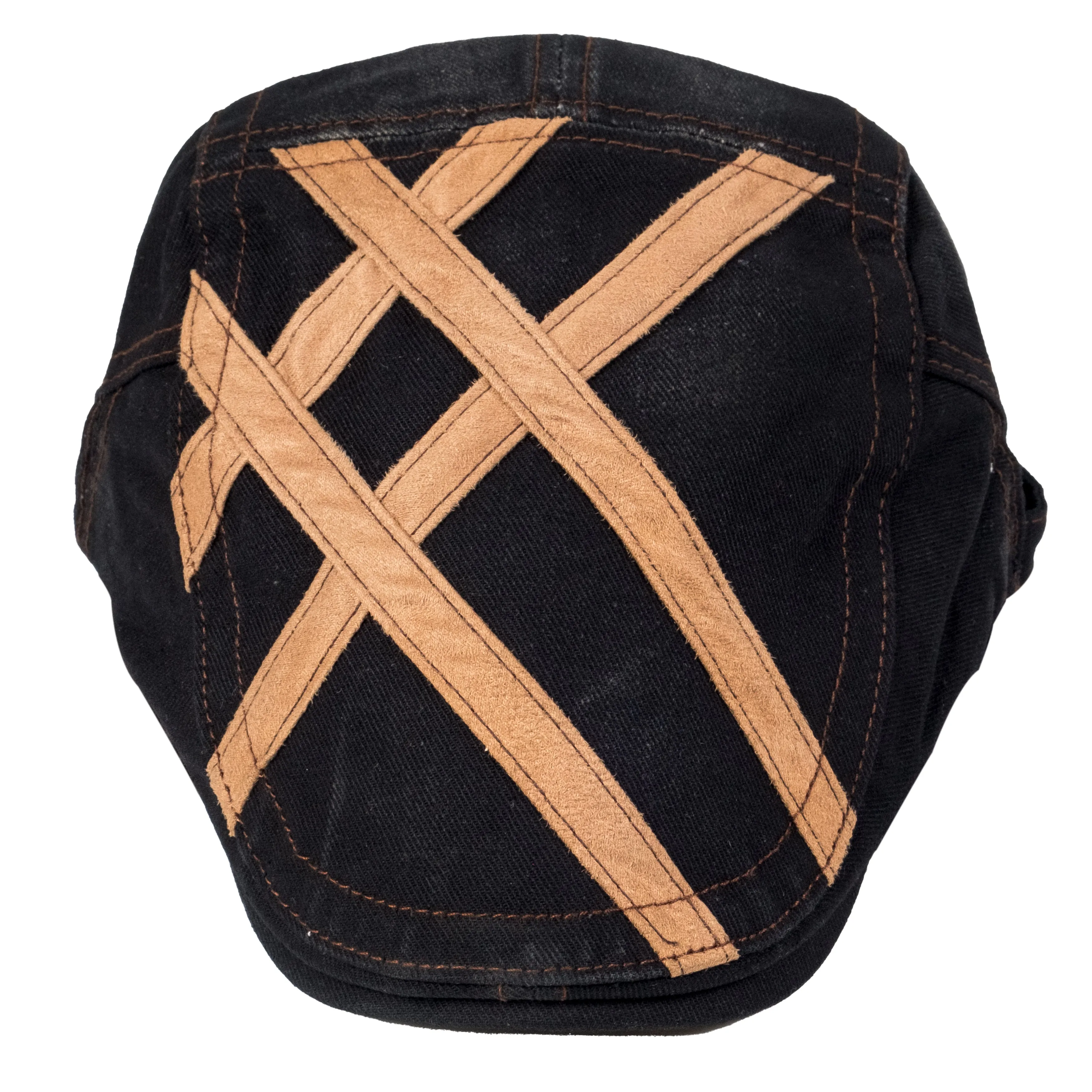 Chokore Denim Ivy Cap with Suede Detail (Black)