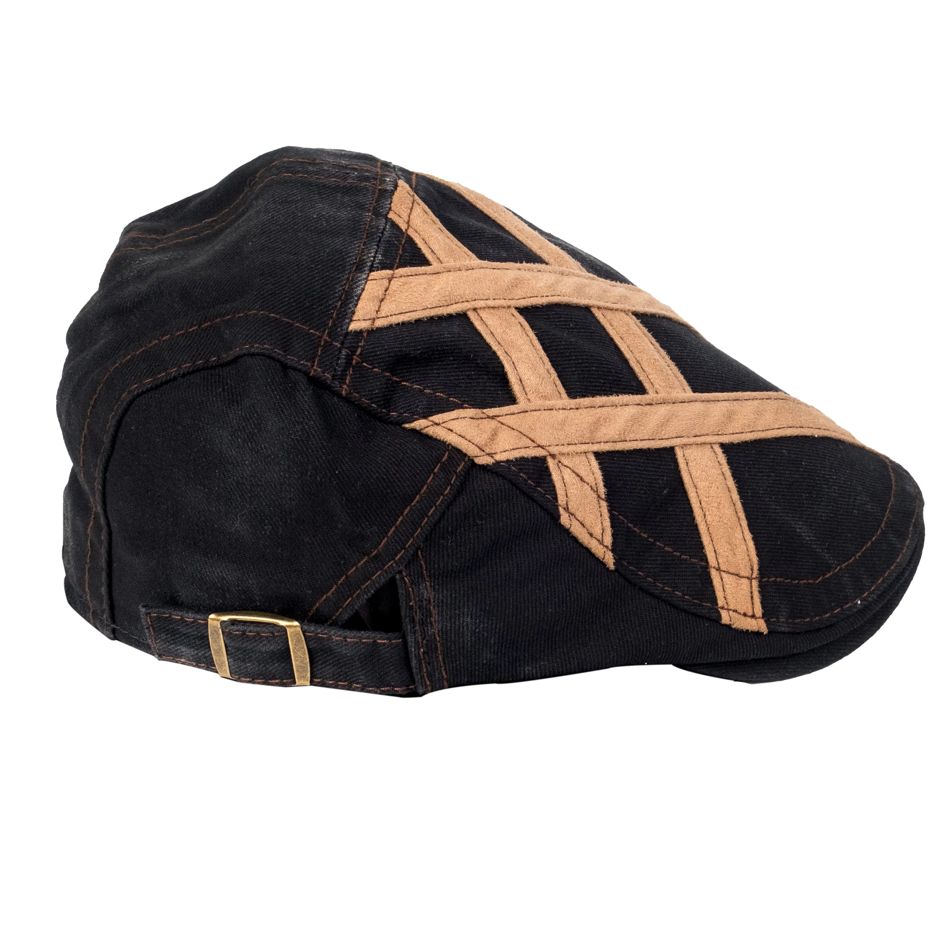 Chokore Denim Ivy Cap with Suede Detail (Black)