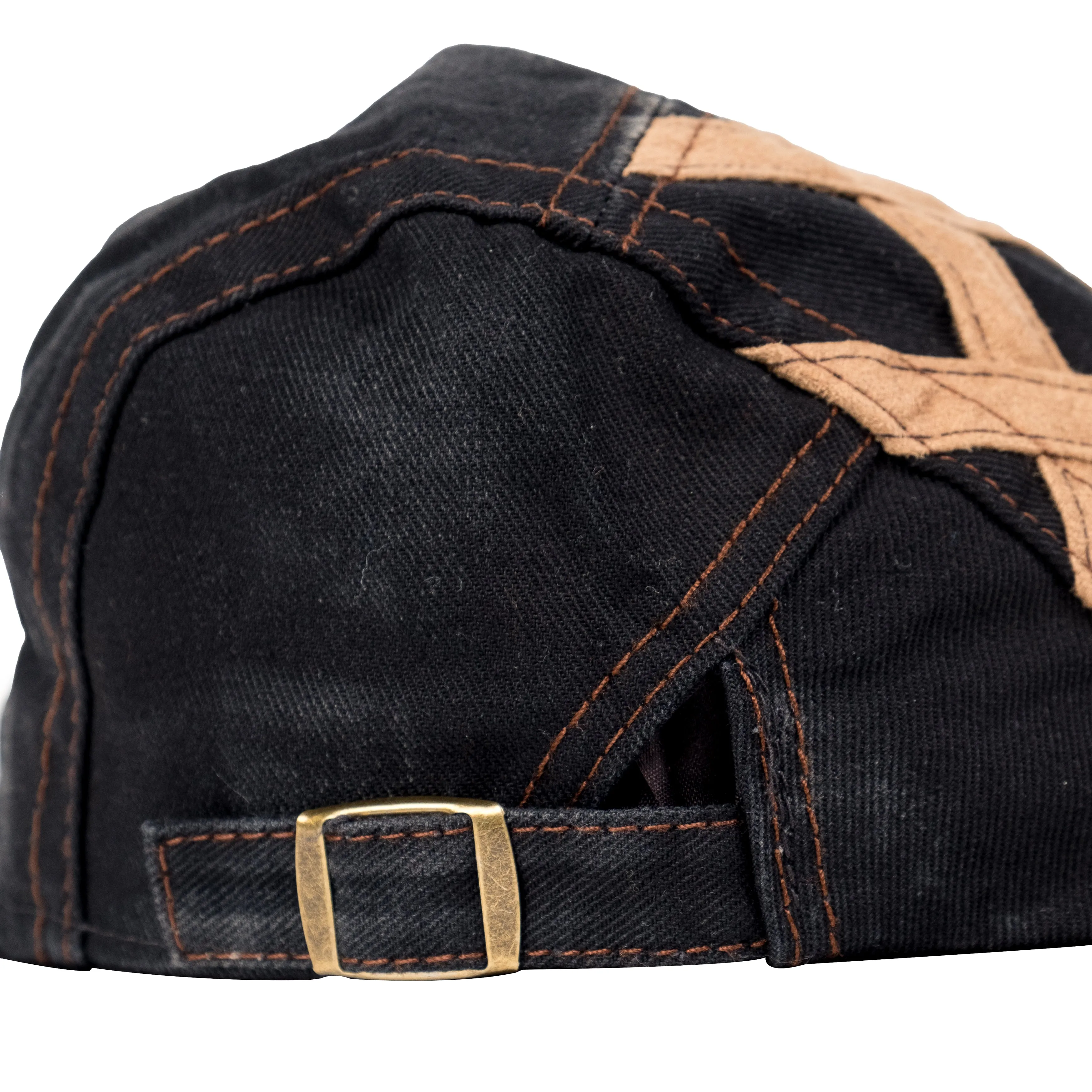 Chokore Denim Ivy Cap with Suede Detail (Black)