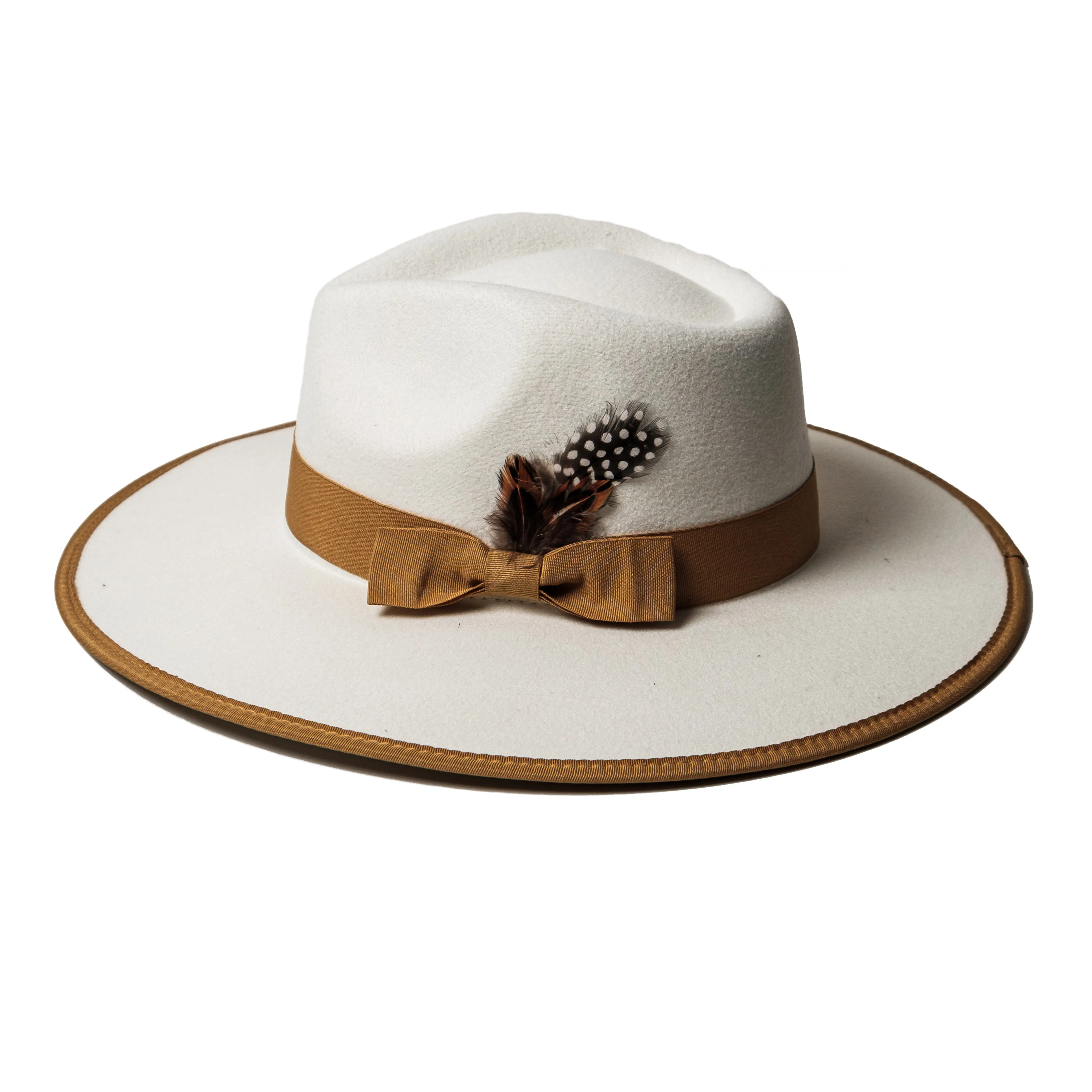 Chokore Feather Fedora Hat with Flat Brim