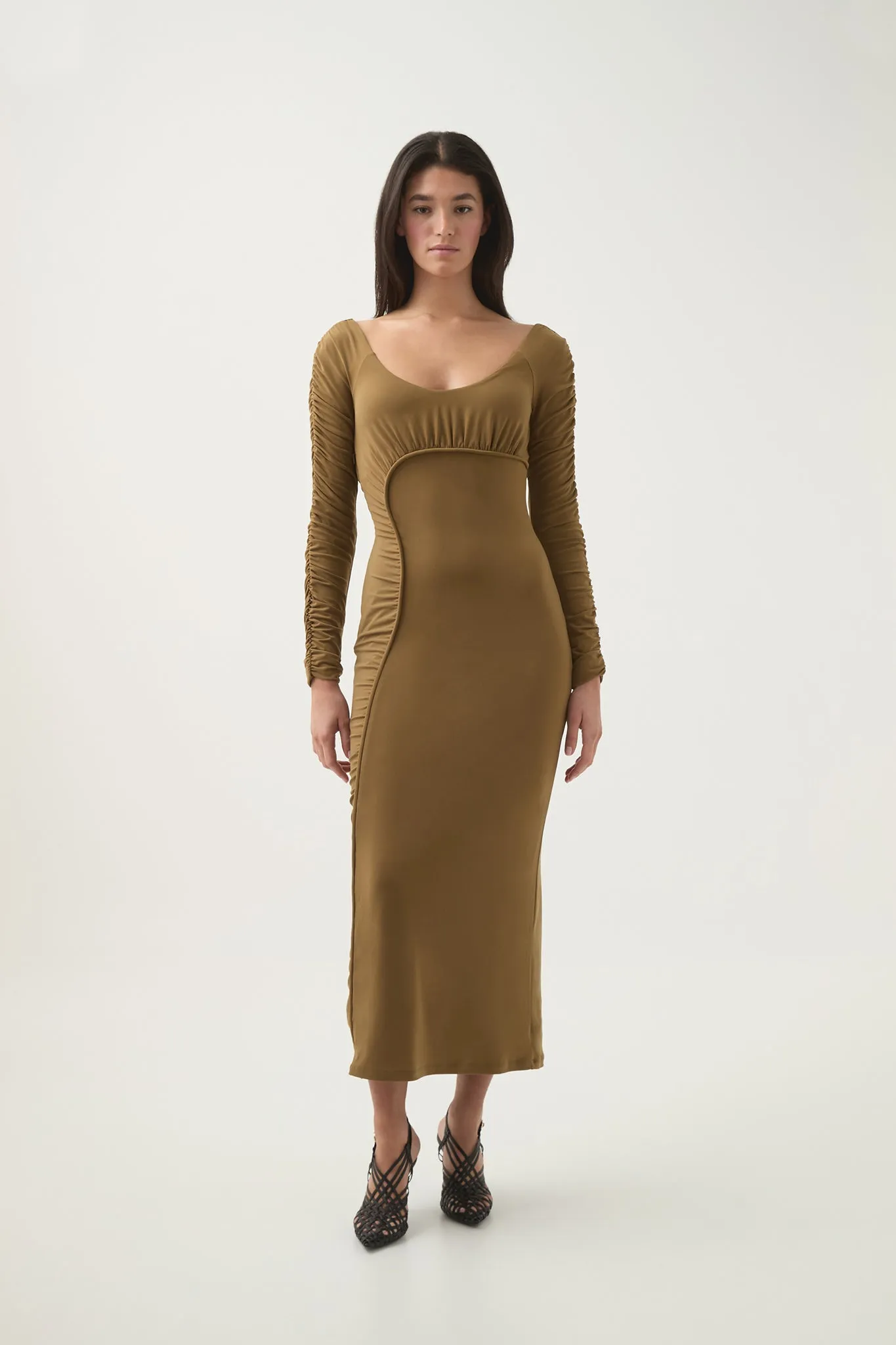 Cini Gathered Midi Dress