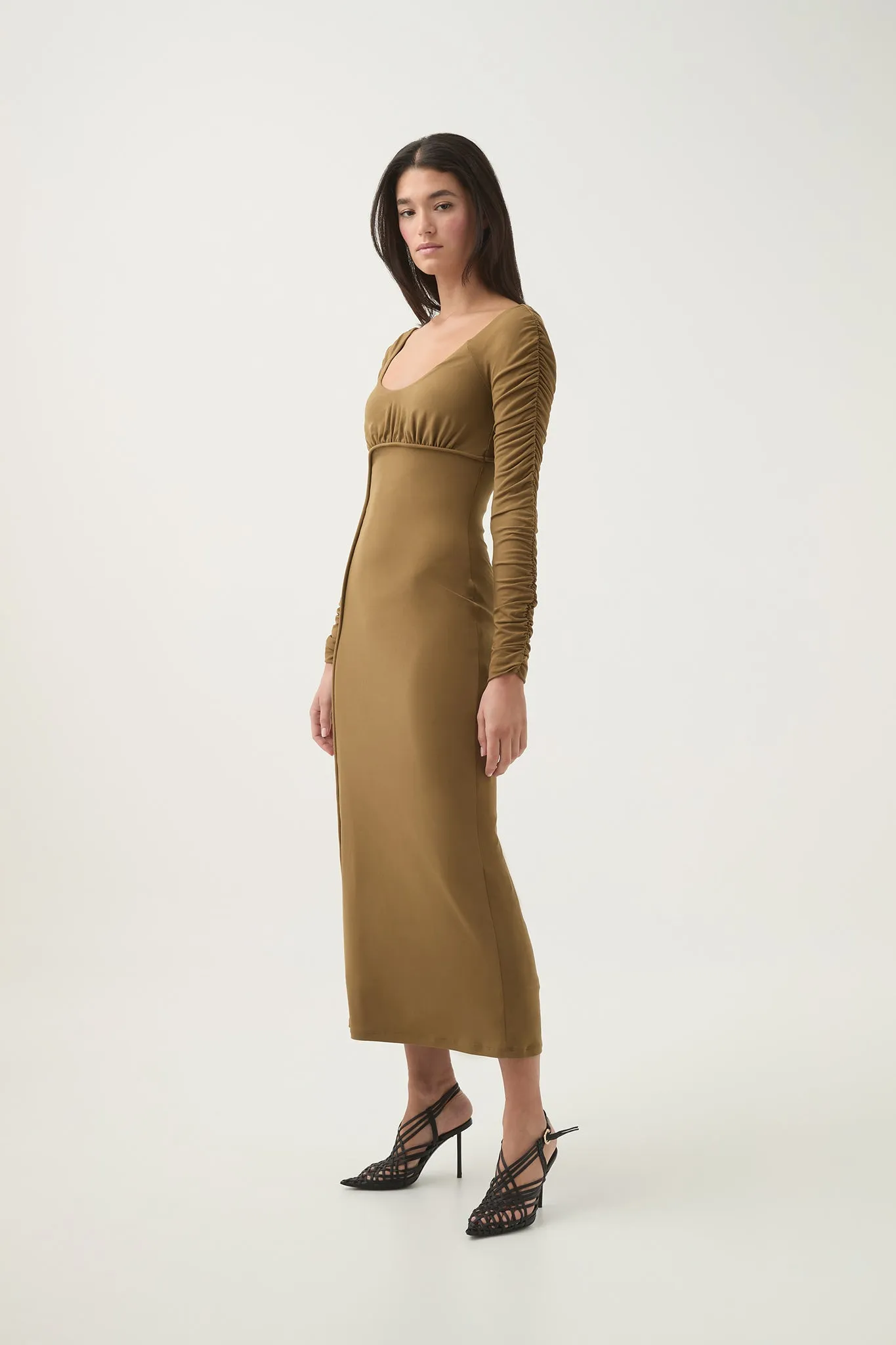 Cini Gathered Midi Dress