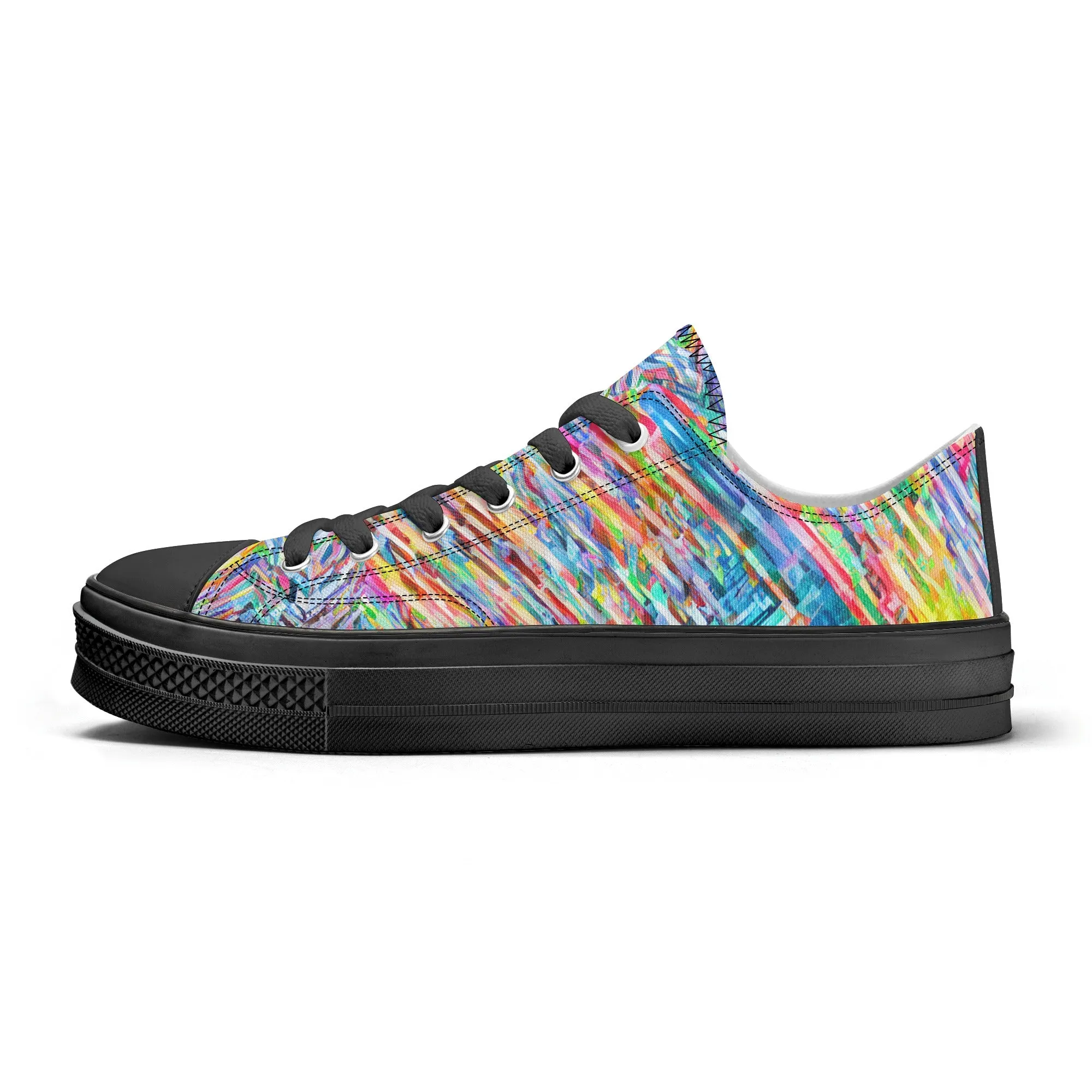 Colorful Herringbone Pattern - Womens Classic Low Top Canvas Shoes for Footwear Lovers