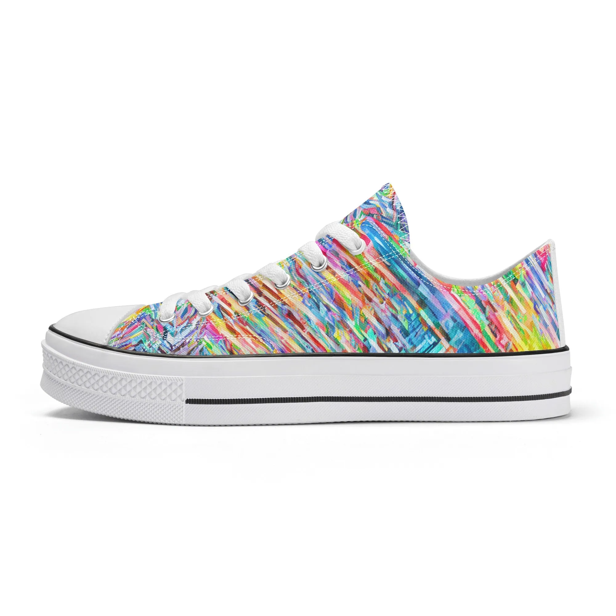 Colorful Herringbone Pattern - Womens Classic Low Top Canvas Shoes for Footwear Lovers